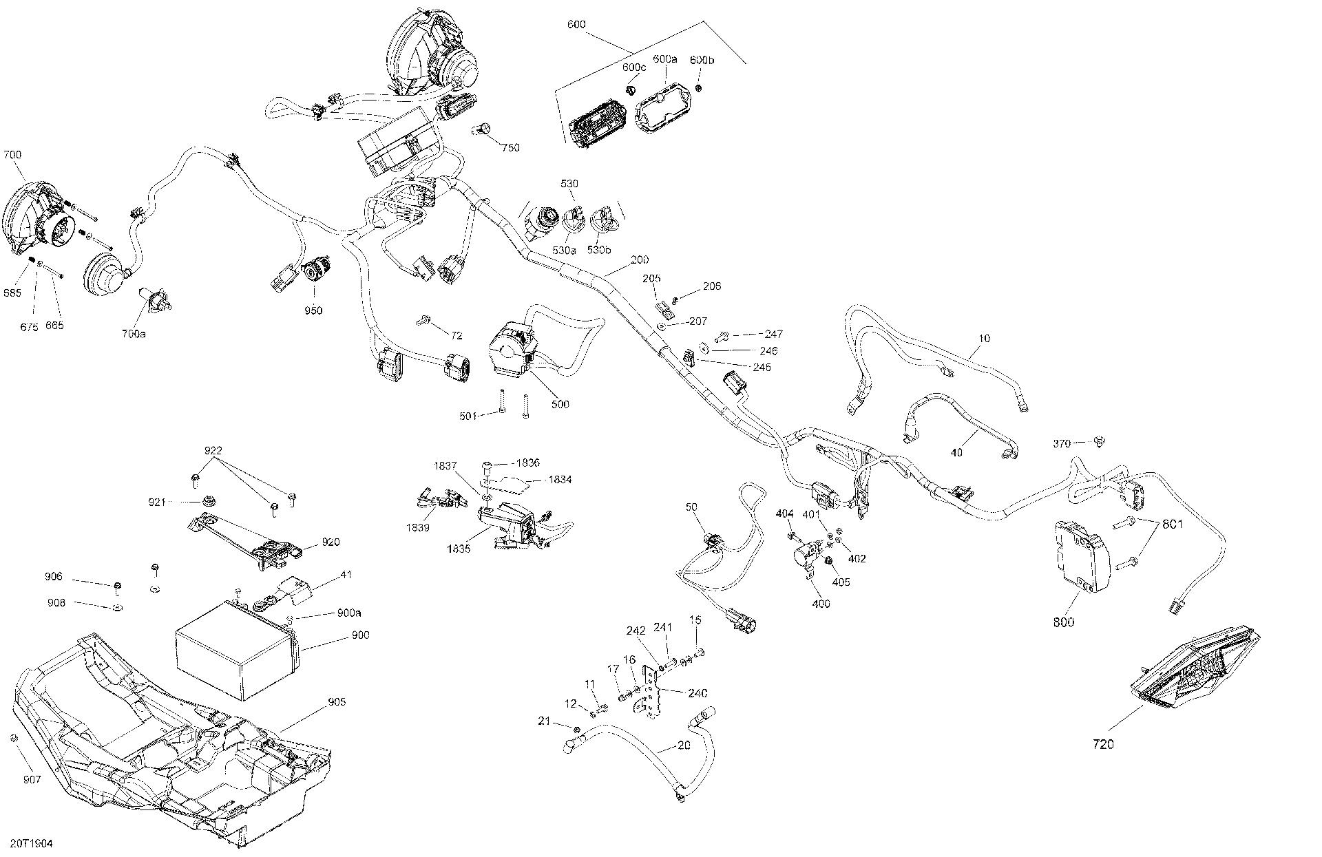 An Image of a Genuine Can-Am Parts Schematic Diagram showing the schematic - ELECTRICAL - 570 EFI - PACKAGE STD