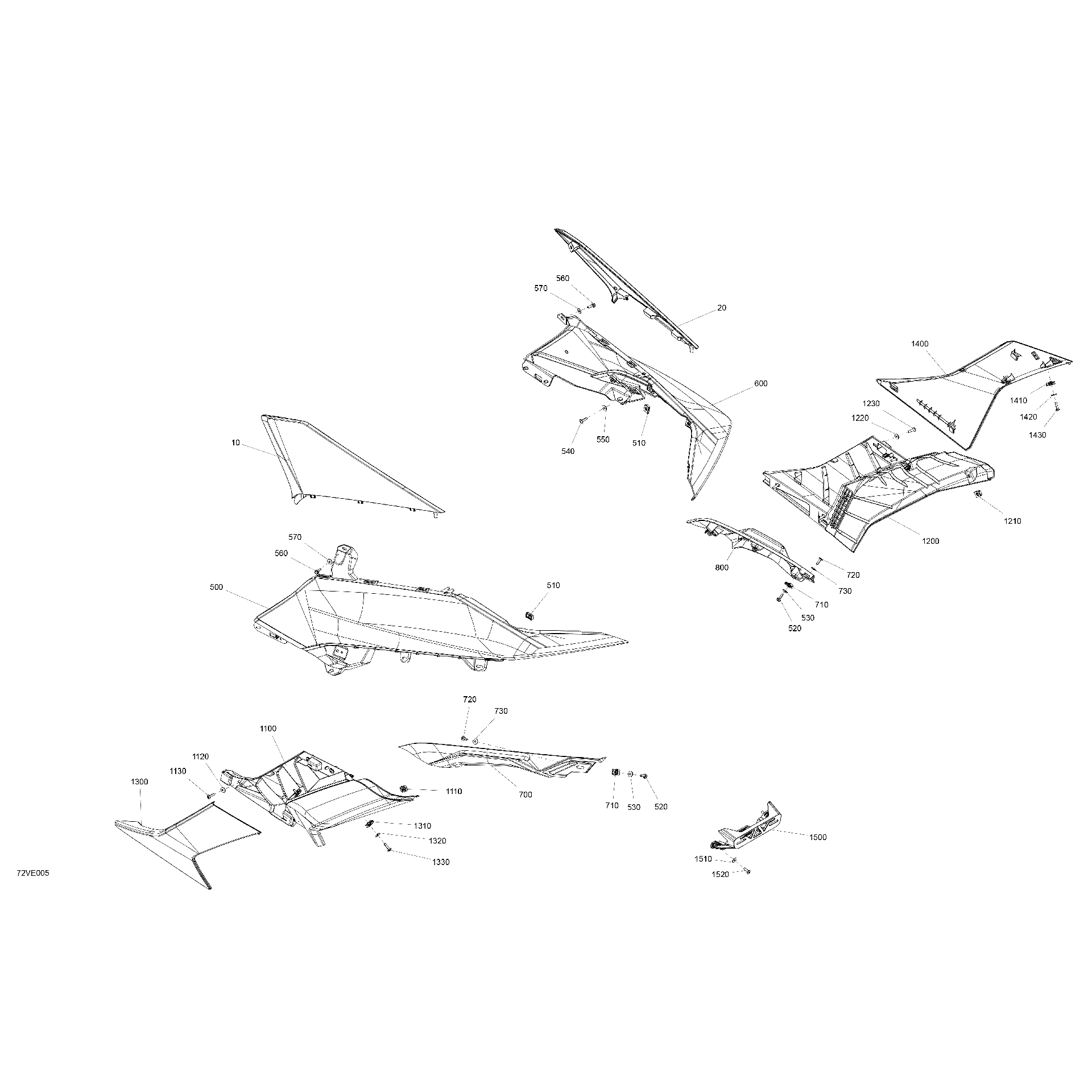 An Image of a Genuine Can-Am Parts Schematic Diagram showing the schematic - BODY - REAR SECTION