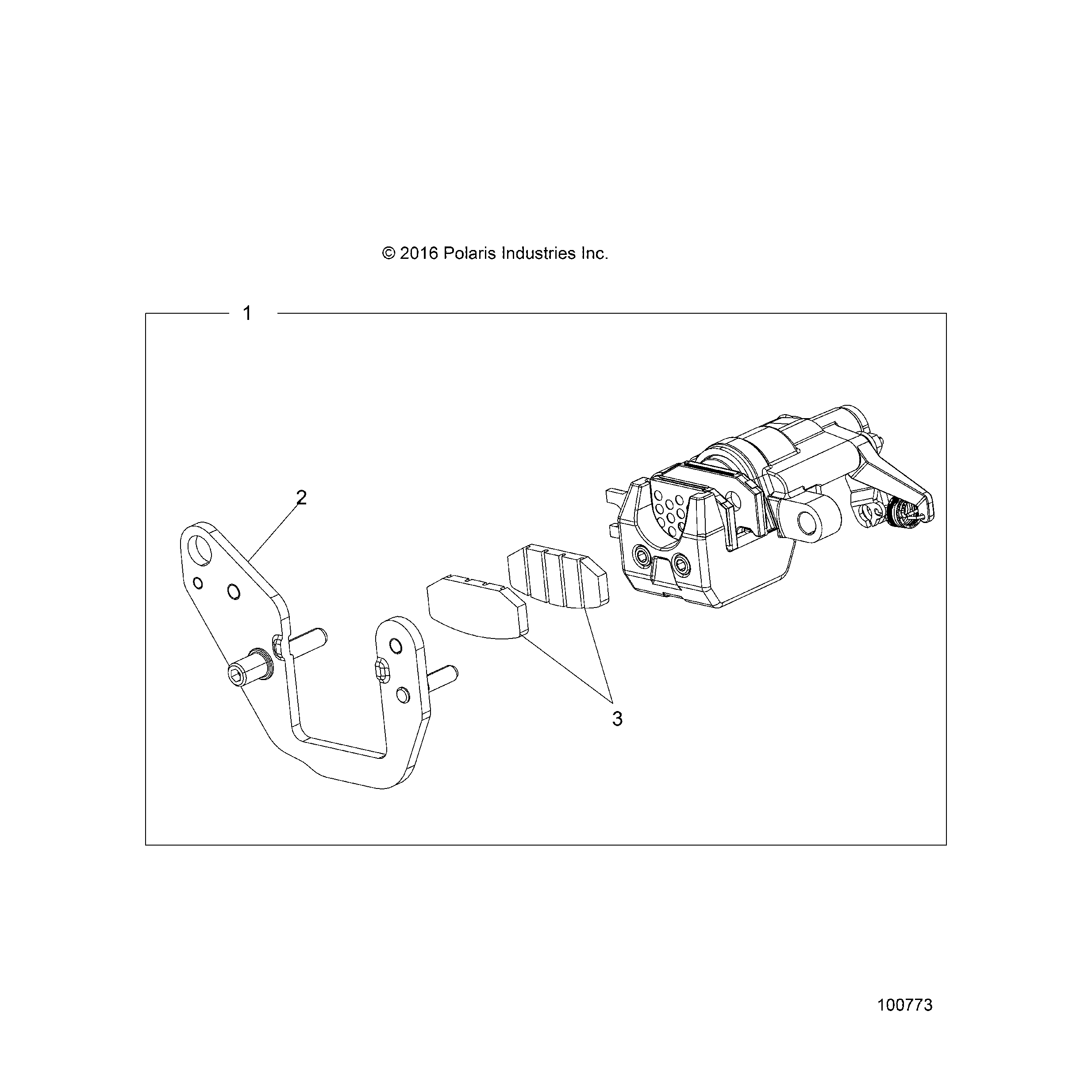 An Image of a Genuine Polaris Parts Schematic Diagram showing the schematic - BRAKES: REAR CALIPER - 2017 POLARIS ACE 150