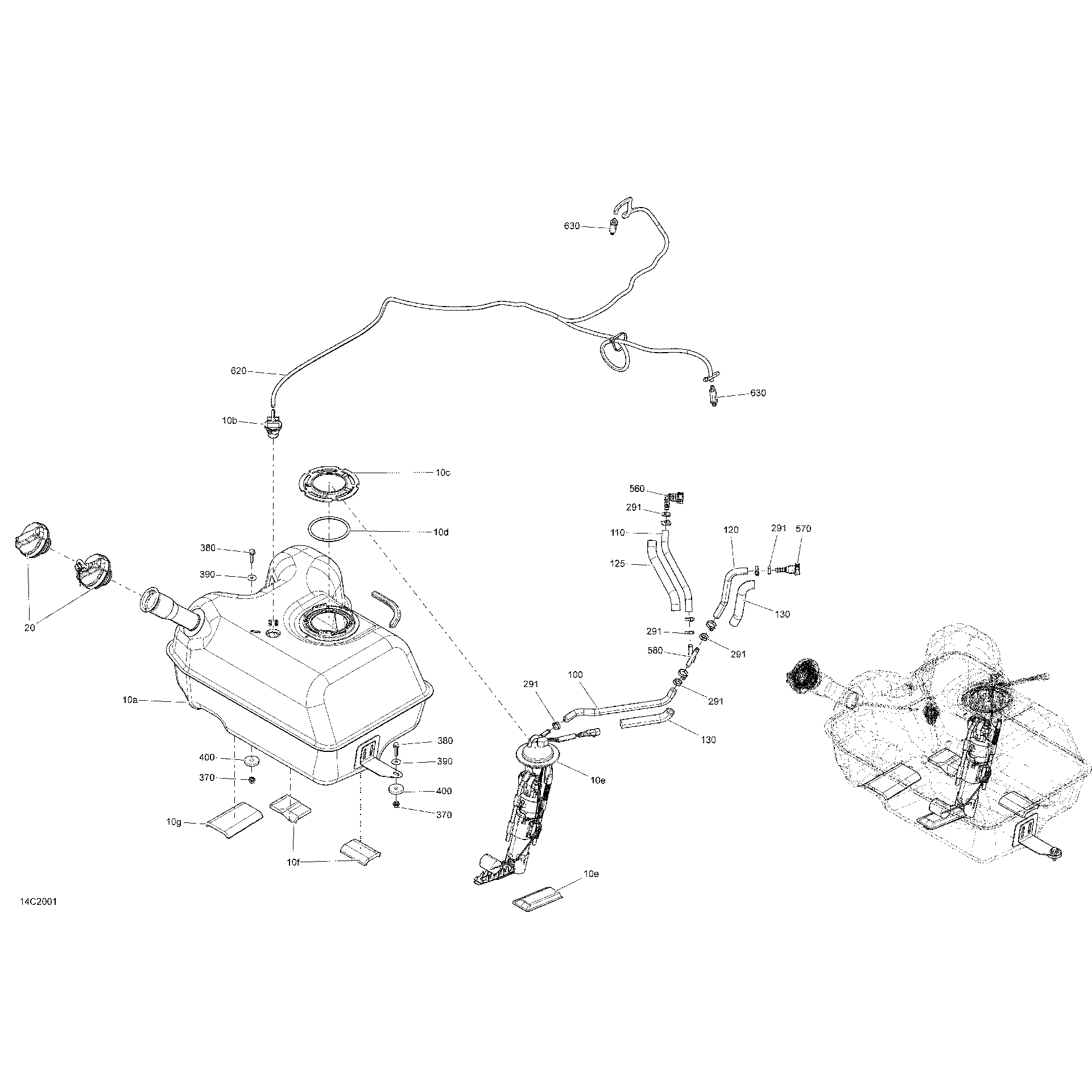 An Image of a Genuine Can-Am Parts Schematic Diagram showing the schematic - FUEL