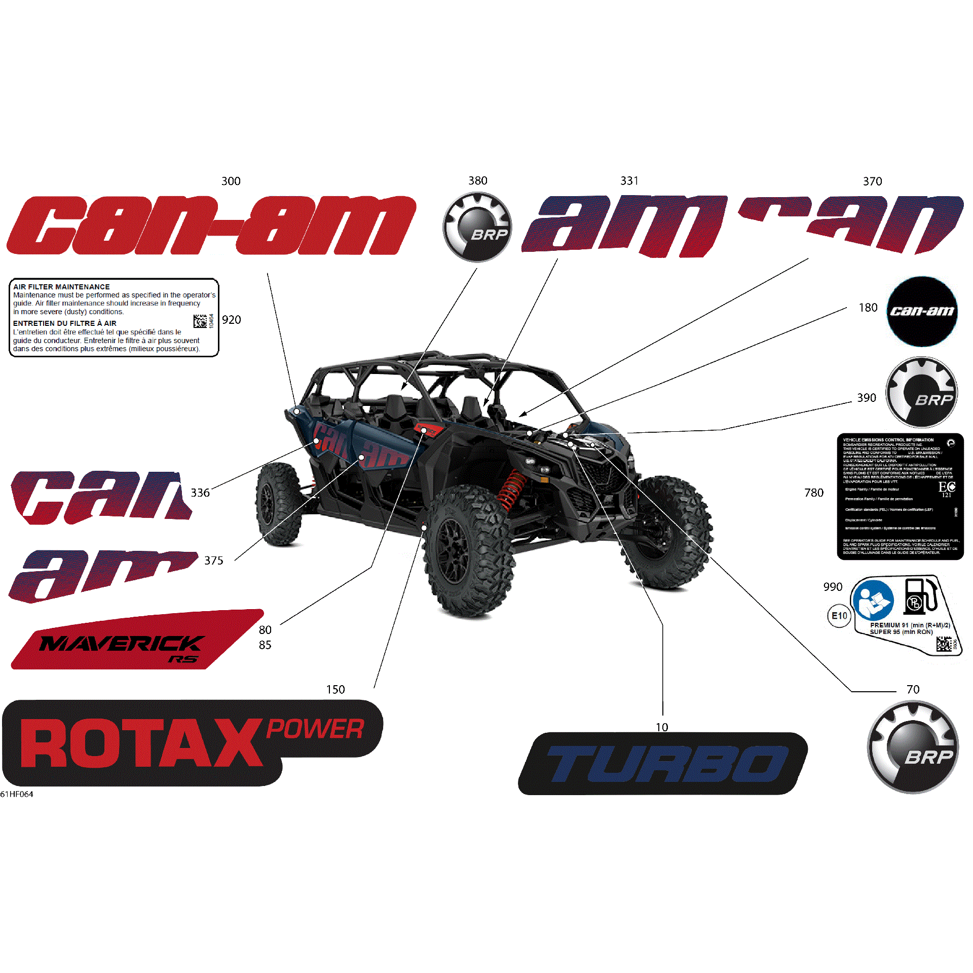 An Image of a Genuine Can-Am Parts Schematic Diagram showing the schematic - BODY - DECALS