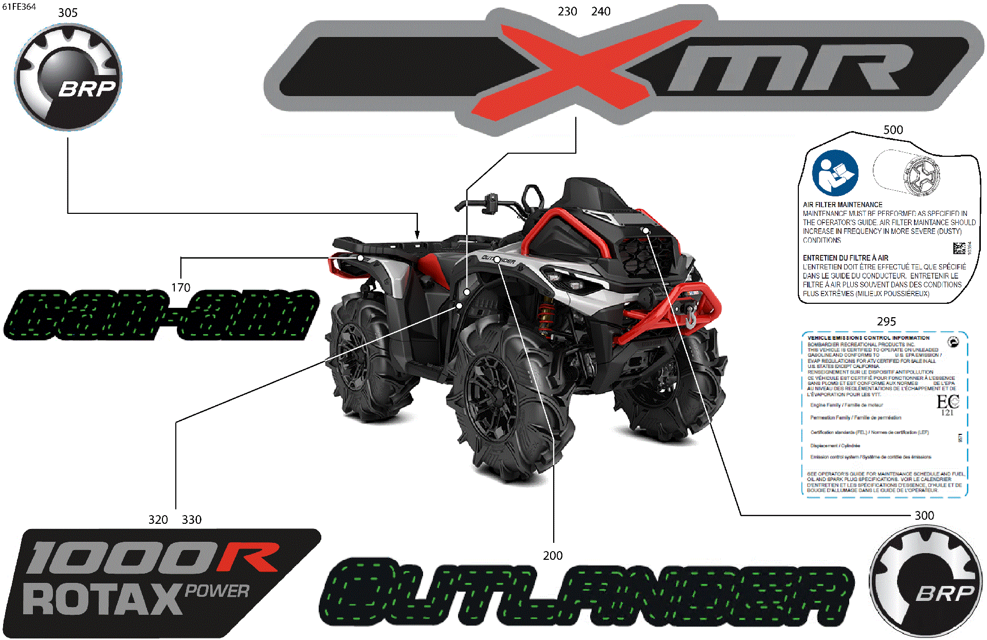 An Image of a Genuine Can-Am Parts Schematic Diagram showing the schematic - BODY - FEATURE DECALS