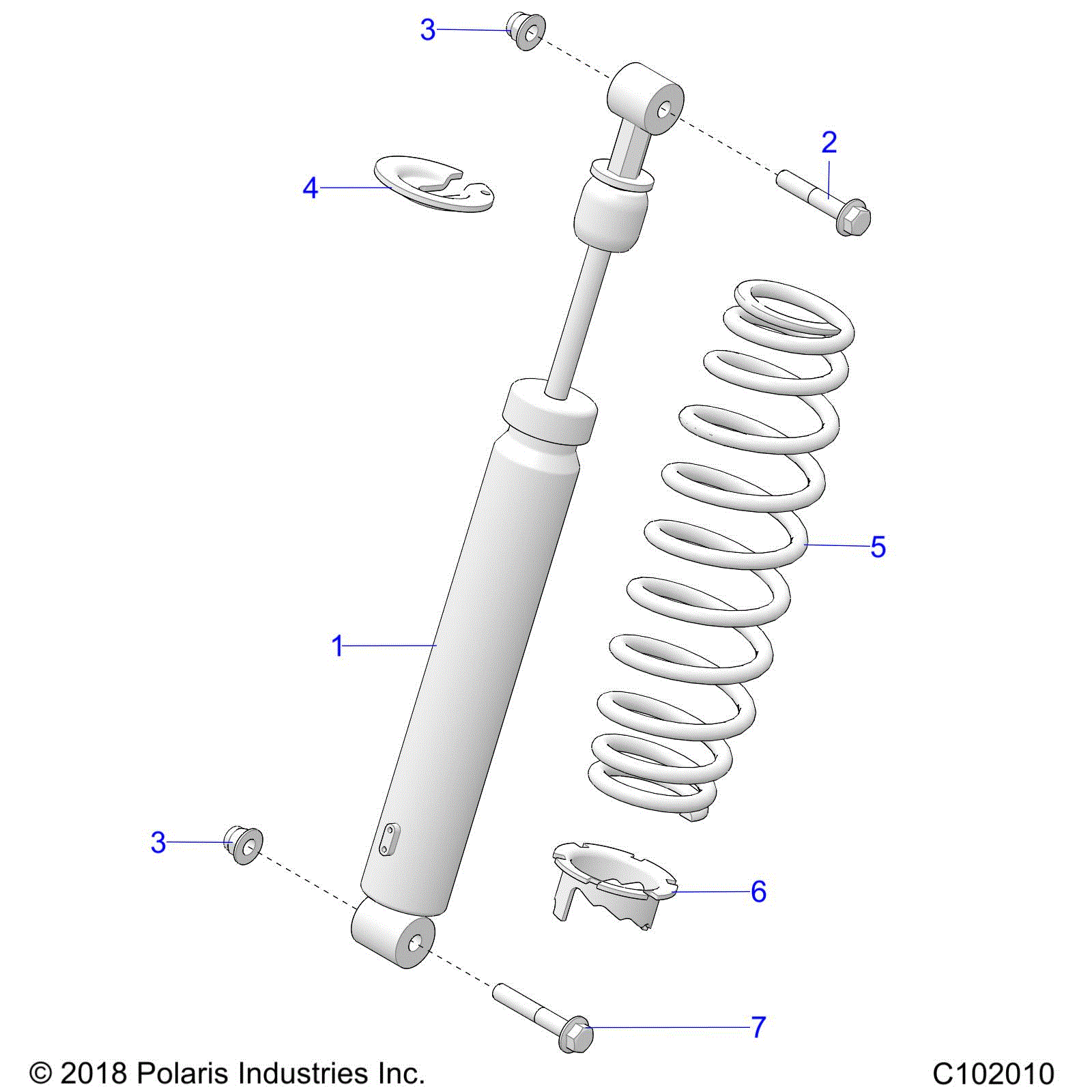 An Image of a Genuine Polaris Parts Schematic Diagram showing the schematic - SUSPENSION: SHOCK REAR - 2026 POLARIS SPORTSMAN 850 TRAIL 49