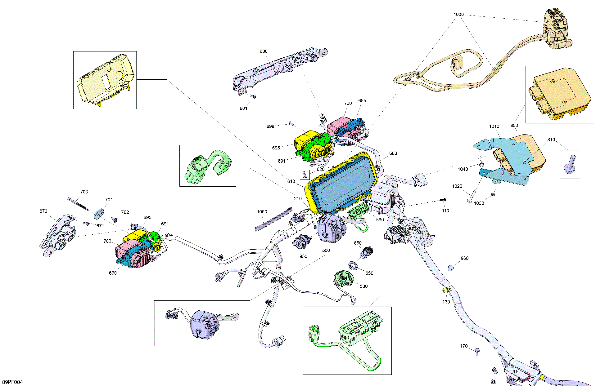 An Image of a Genuine Can-Am Parts Schematic Diagram showing the schematic - ELECTRIC - FRONT SECTION