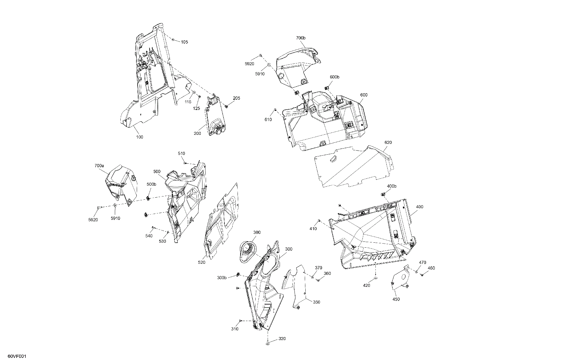 An Image of a Genuine Can-Am Parts Schematic Diagram showing the schematic - CAB INTERIOR - FIREWALL
