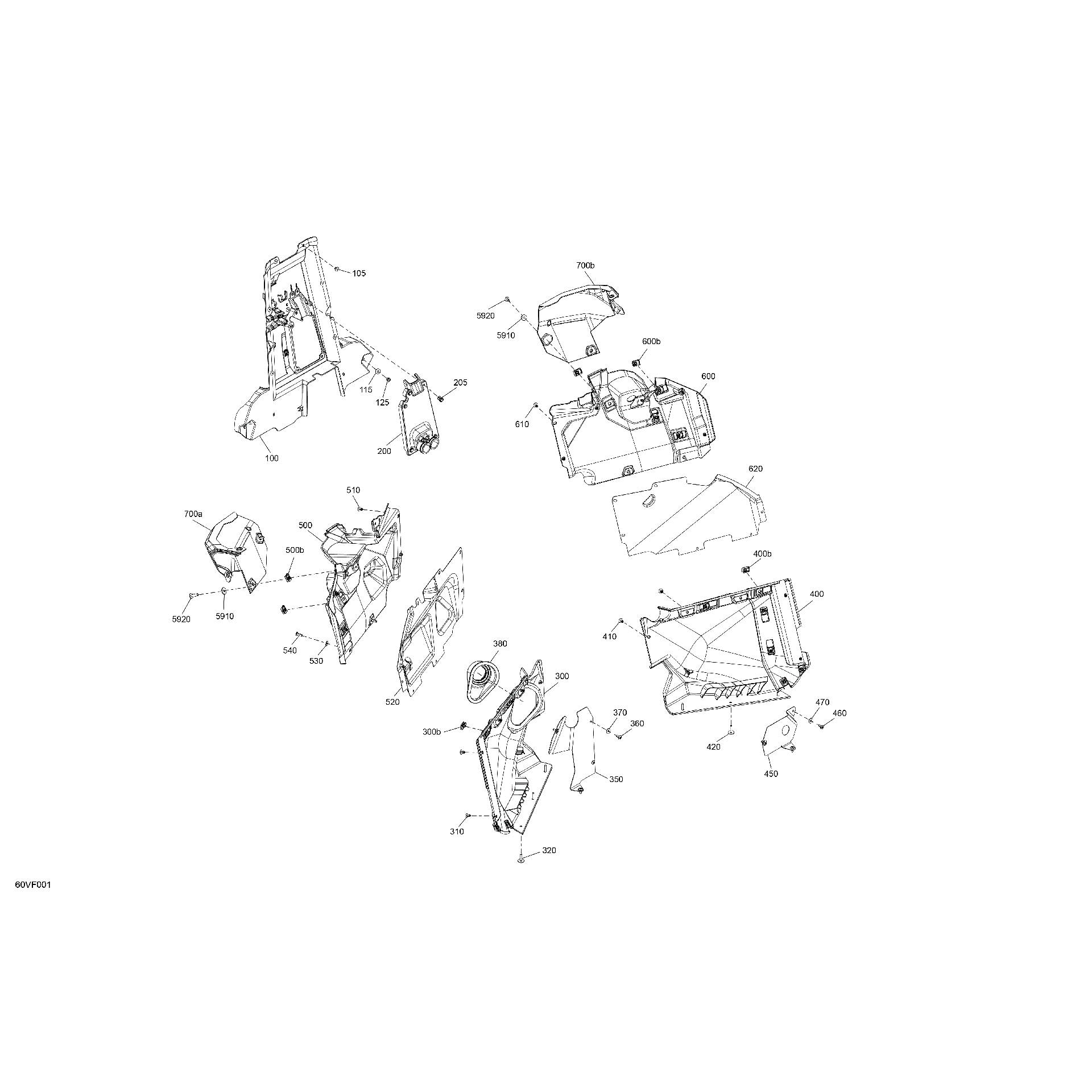 An Image of a Genuine Can-Am Parts Schematic Diagram showing the schematic - CAB INTERIOR - FIREWALL