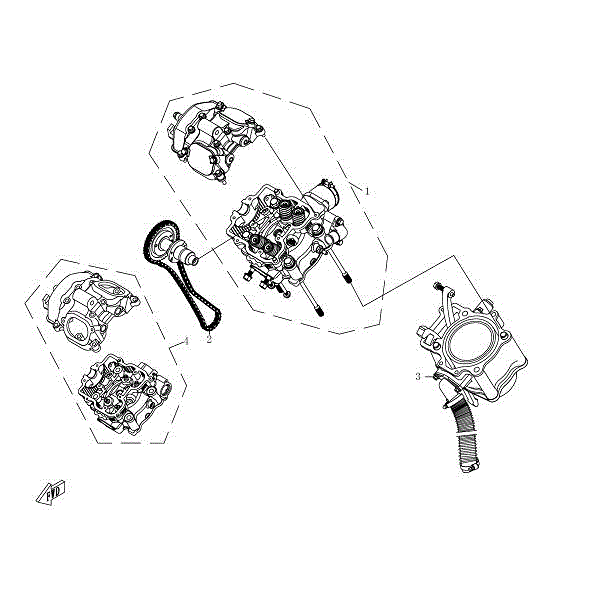 An Image of a Genuine CFMOTO Parts Schematic Diagram showing the schematic - CYLINDER HEAD & CYLINDER ASSY. - 2015 CFMOTO ZFORCE 600