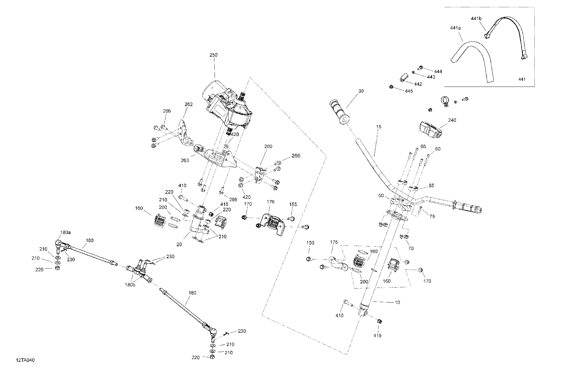 An Image of a Genuine Can-Am Parts Schematic Diagram showing the schematic - MECHANIC - STEERING