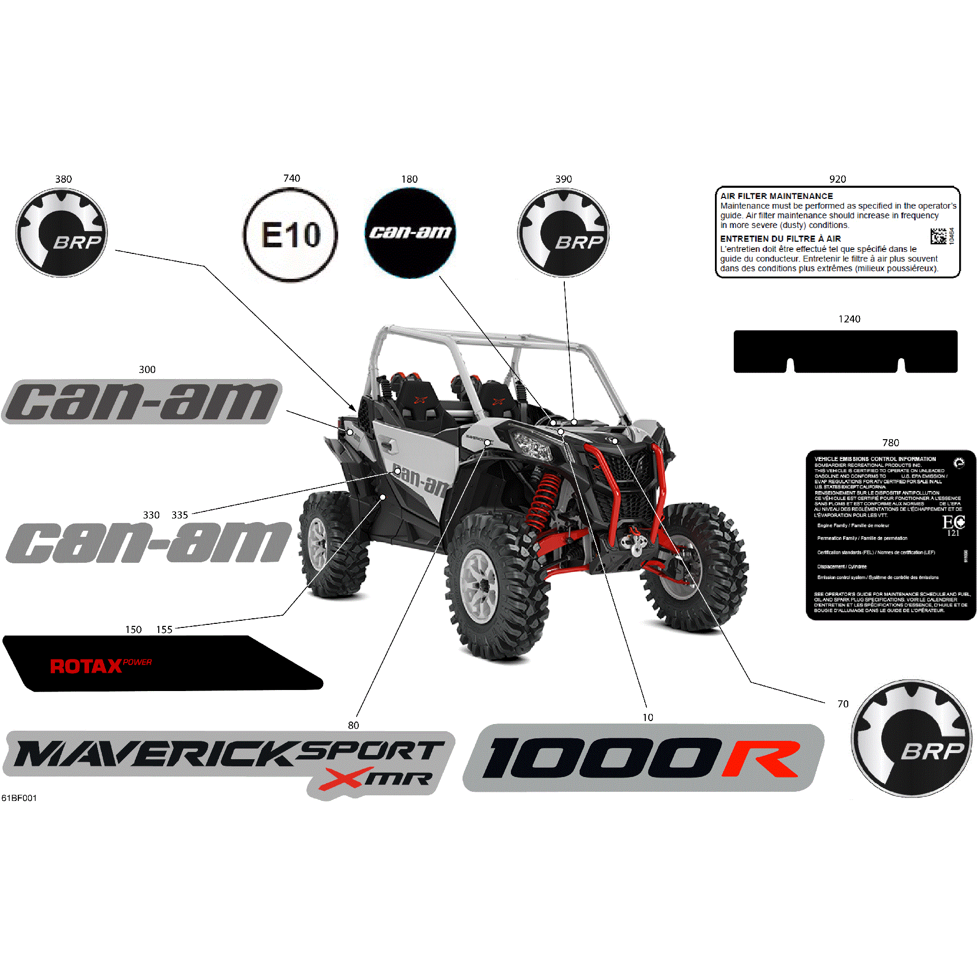 An Image of a Genuine Can-Am Parts Schematic Diagram showing the schematic - BODY - DECALS