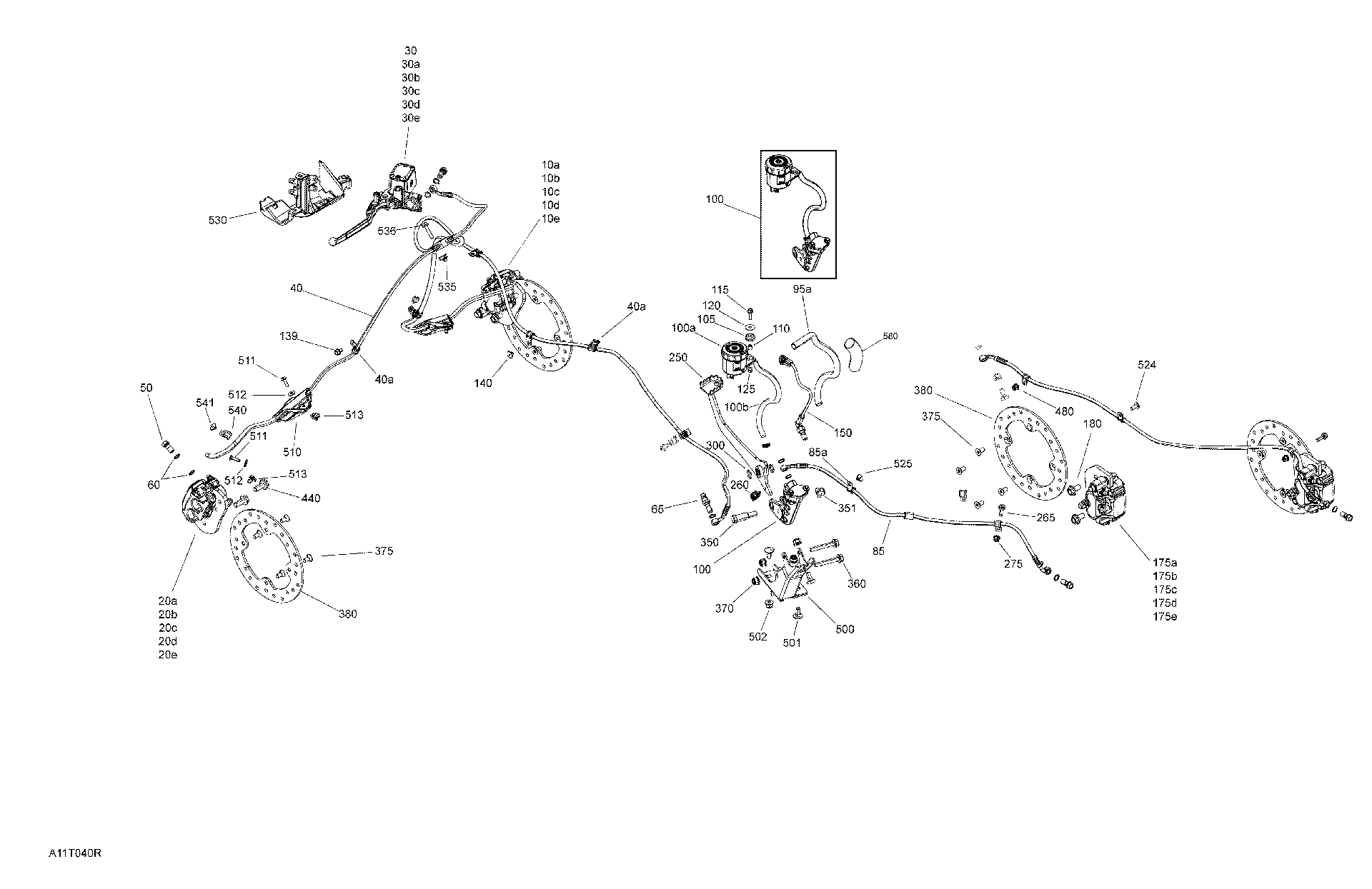 An Image of a Genuine Can-Am Parts Schematic Diagram showing the schematic - MECHANIC - BRAKES