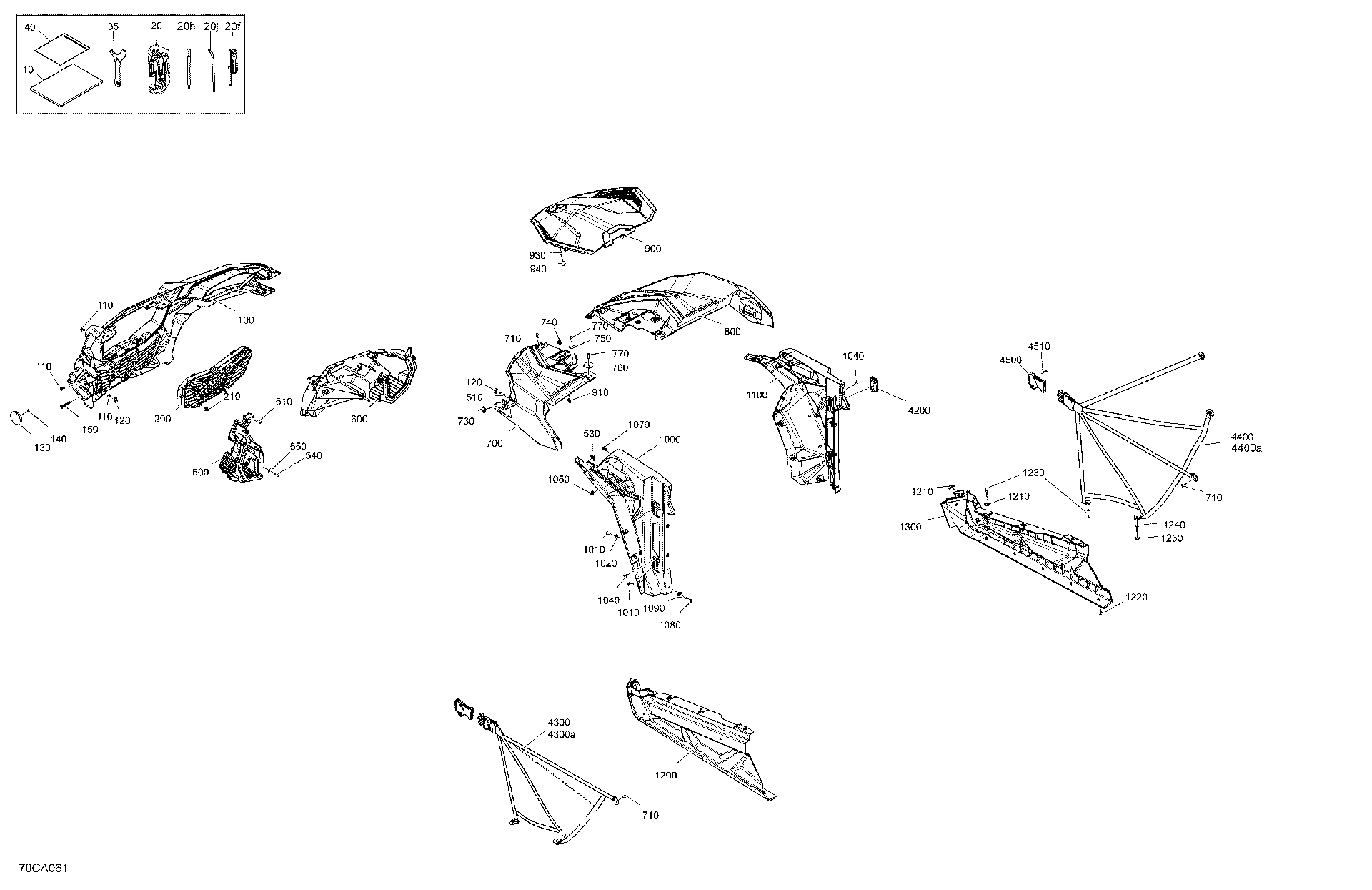 An Image of a Genuine Can-Am Parts Schematic Diagram showing the schematic - BODY - FRONT SECTION