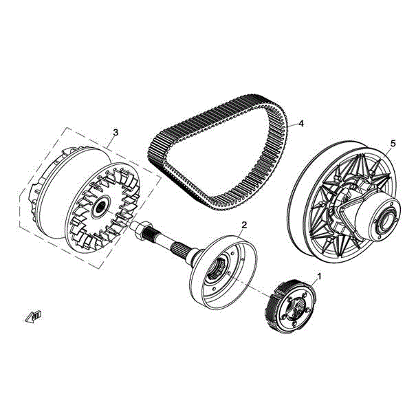 An Image of a genuine CFMOTO Parts Schematic Diagram showing the group - CLUTCH AND CVT ASSY - 2016 CFMOTO CFORCE 800 X8