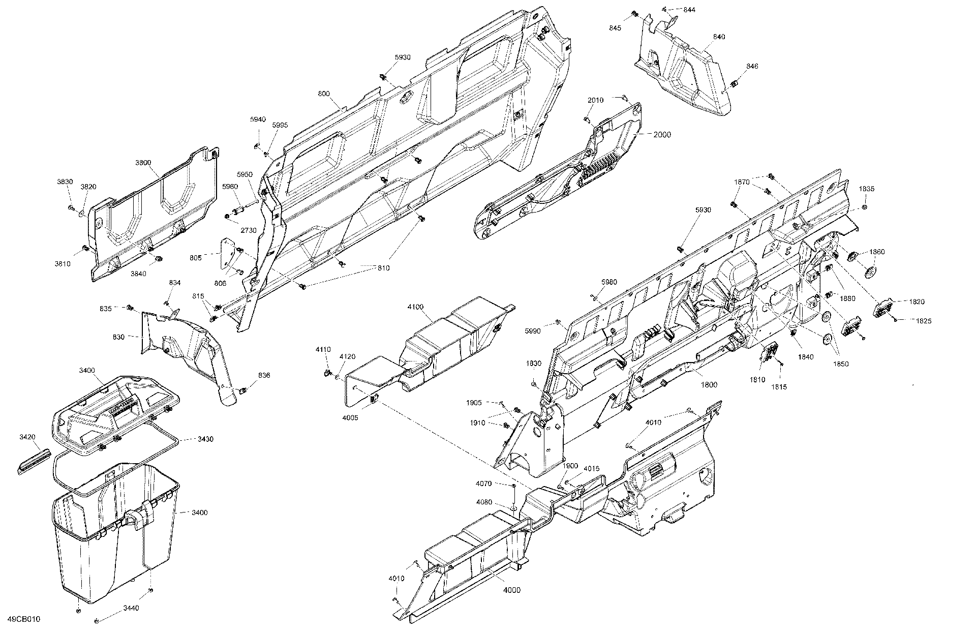 An Image of a Genuine Can-Am Parts Schematic Diagram showing the schematic - CAB INTERIOR - BACK WALL
