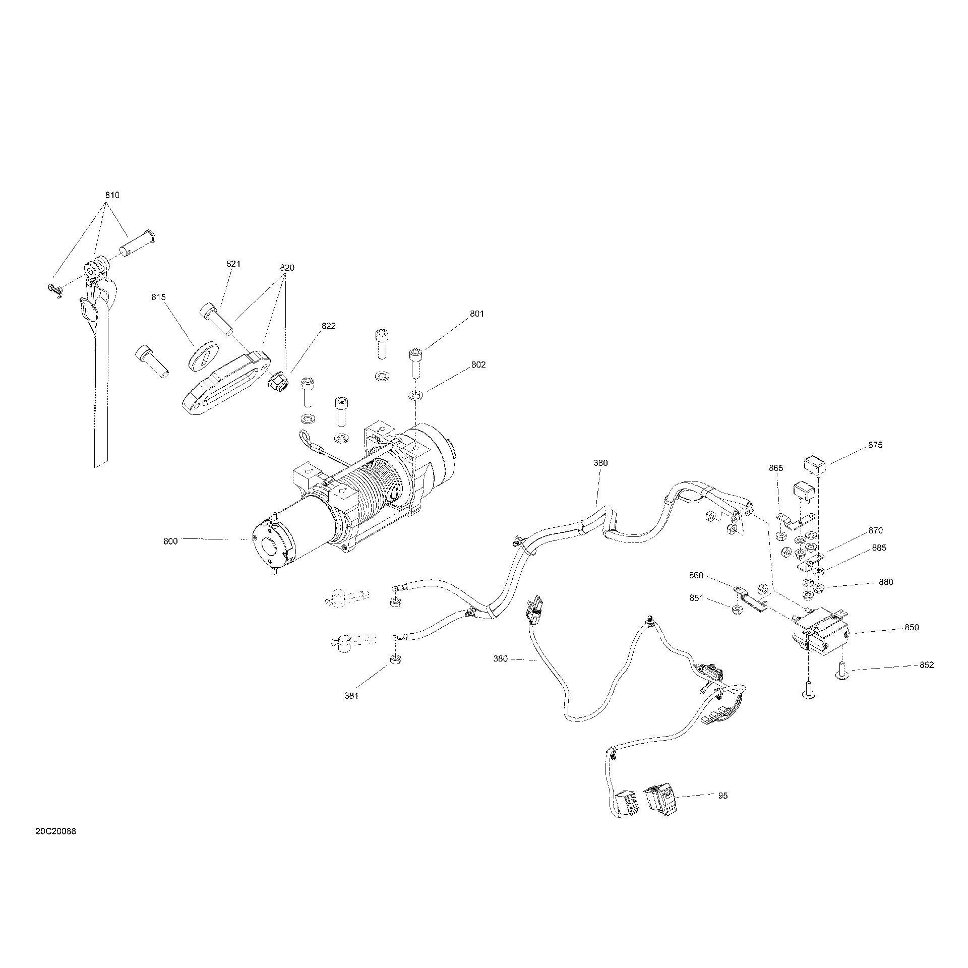 An Image of a Genuine Can-Am Parts Schematic Diagram showing the schematic - ELECTRICAL SYSTEM - WINCH