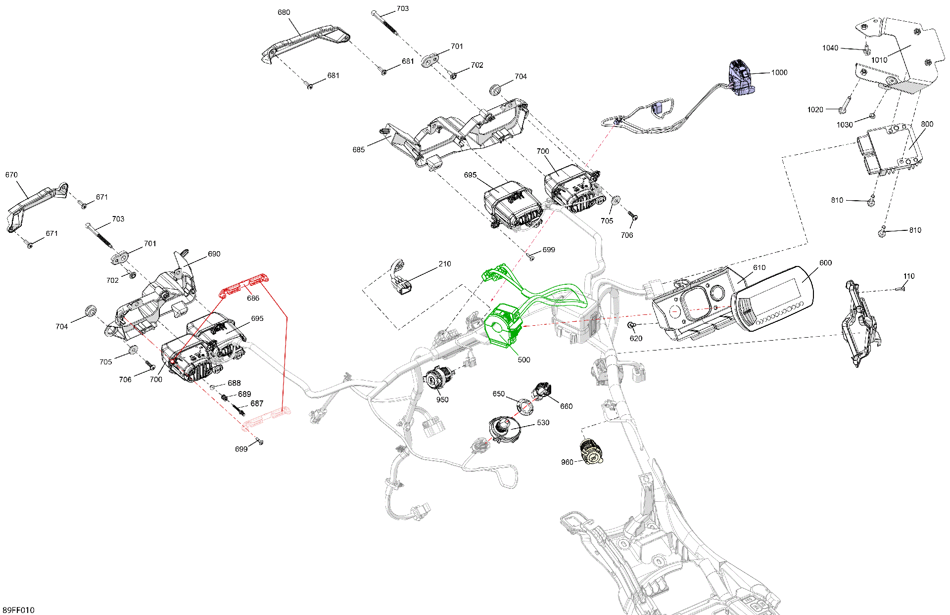 An Image of a Genuine Can-Am Parts Schematic Diagram showing the schematic - ELECTRIC - FRONT SECTION