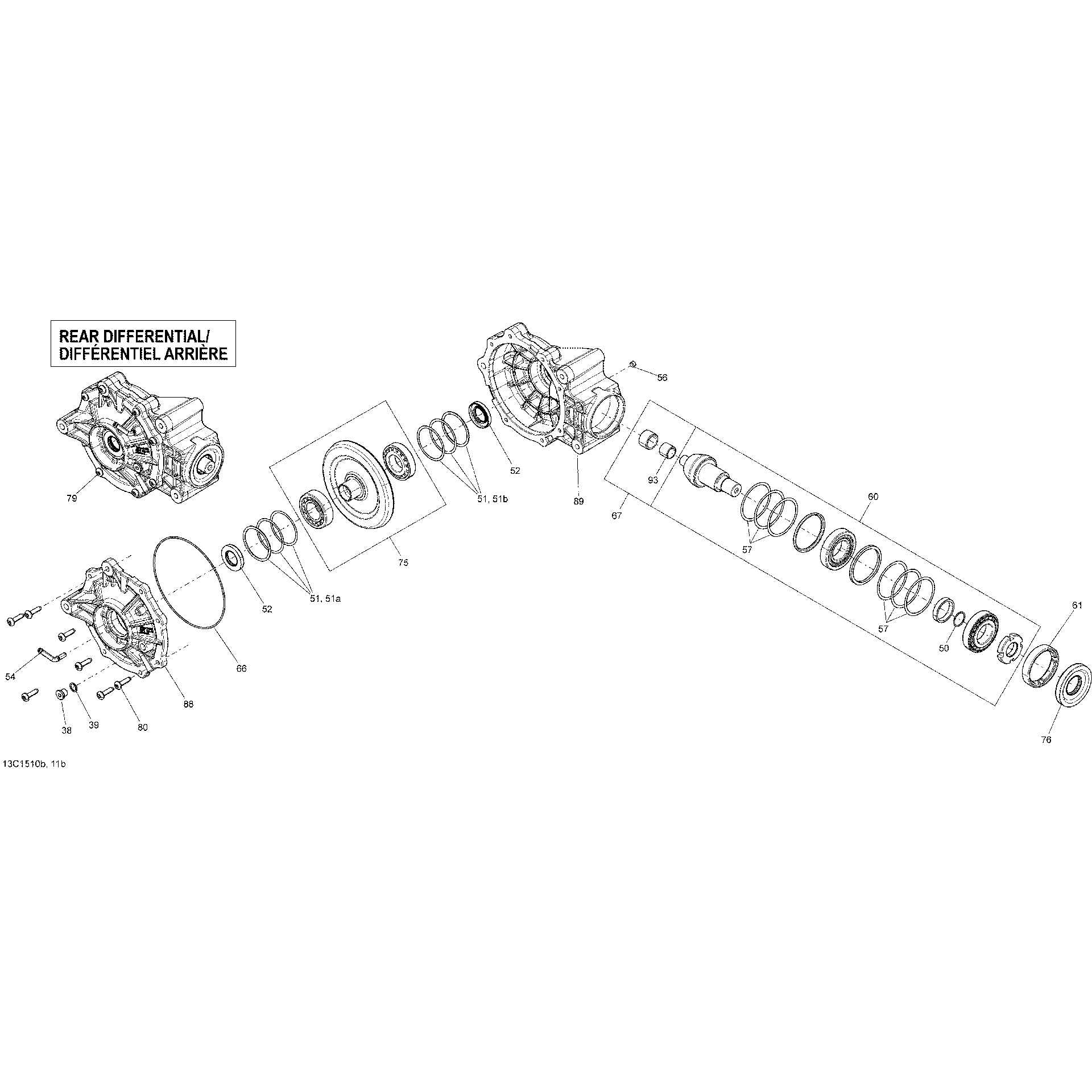 An Image of a Genuine Can-Am Parts Schematic Diagram showing the schematic - DRIVE SYSTEM REAR _DIFFERENTIAL_13C1510B