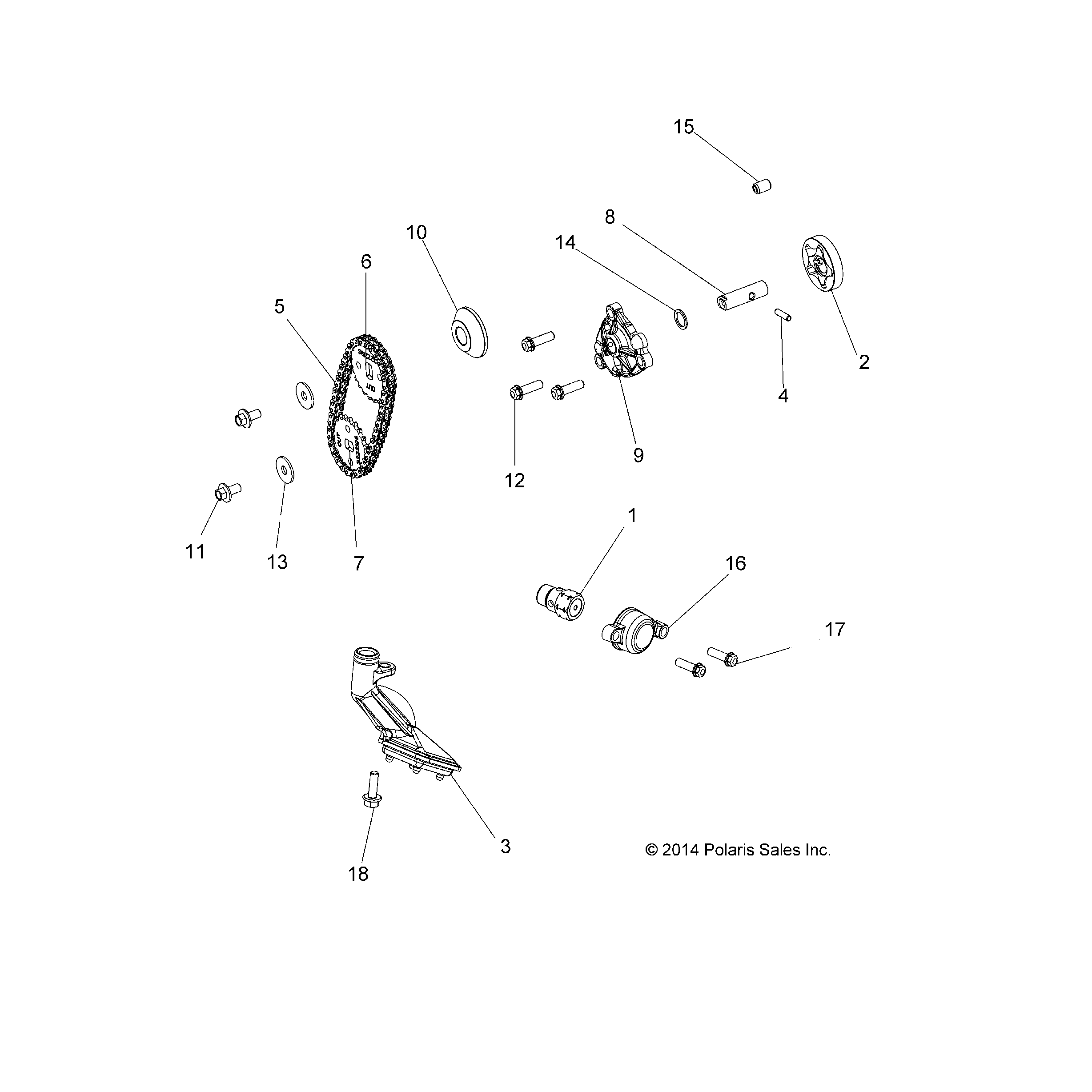 An Image of a Genuine Polaris Parts Schematic Diagram showing the schematic - ENGINE: OIL PUMP - 2018 POLARIS SPORTSMAN TOURING 570 EFI/EPS