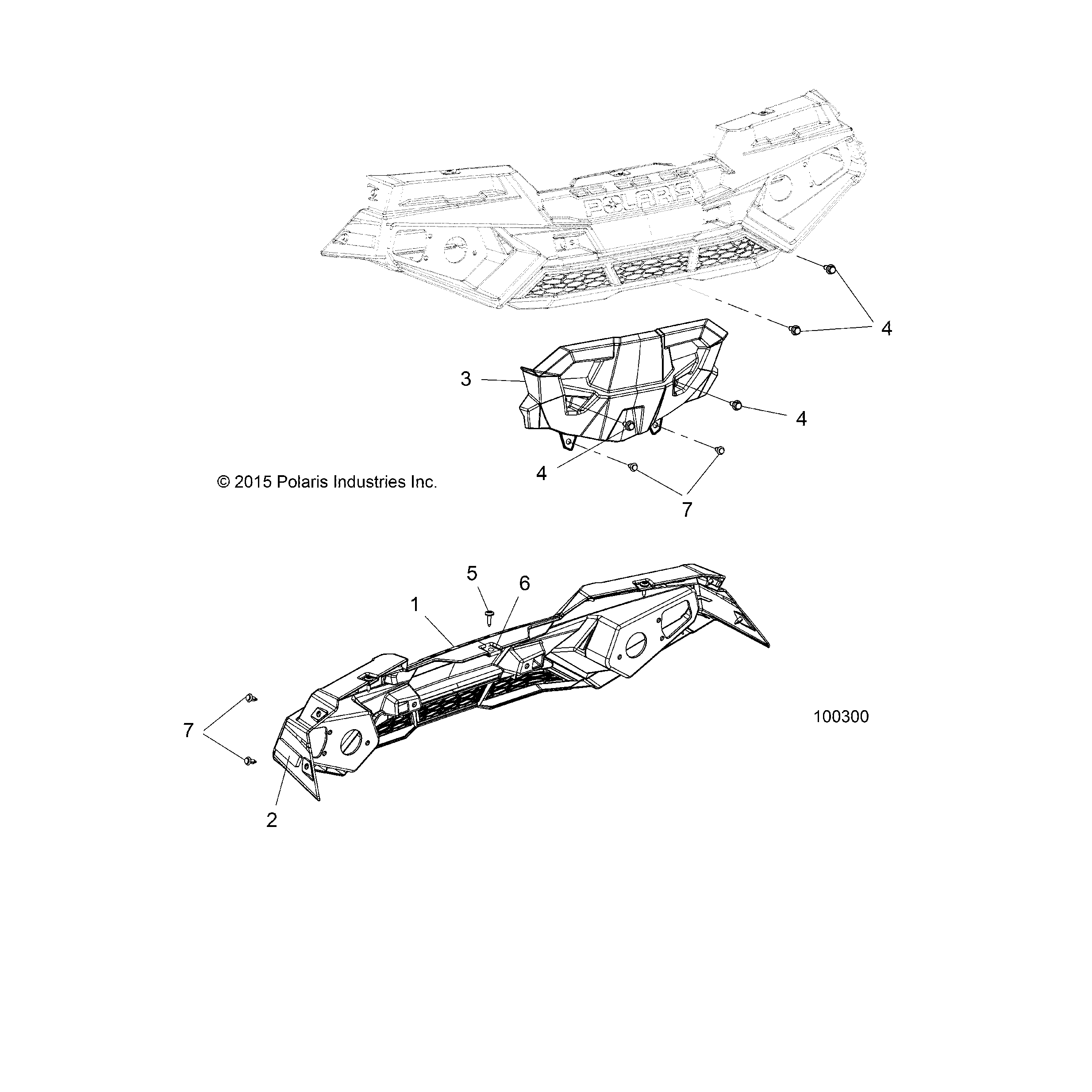 An Image of a Genuine Polaris Parts Schematic Diagram showing the schematic - BODY: BUMPER REAR - 2016 POLARIS ACE 900 EFI EPS
