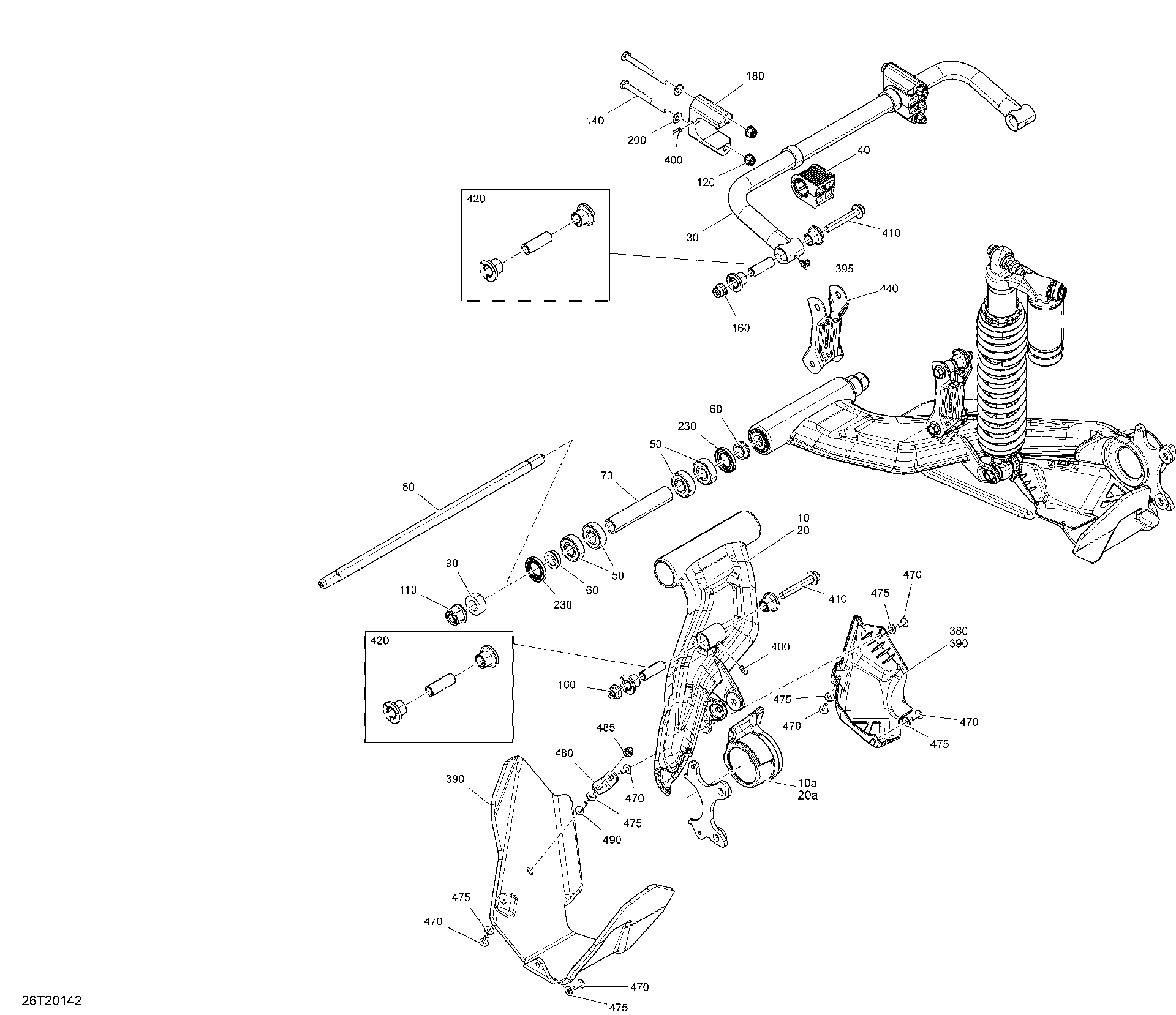 An Image of a Genuine Can-Am Parts Schematic Diagram showing the schematic - REAR SUSPENSION