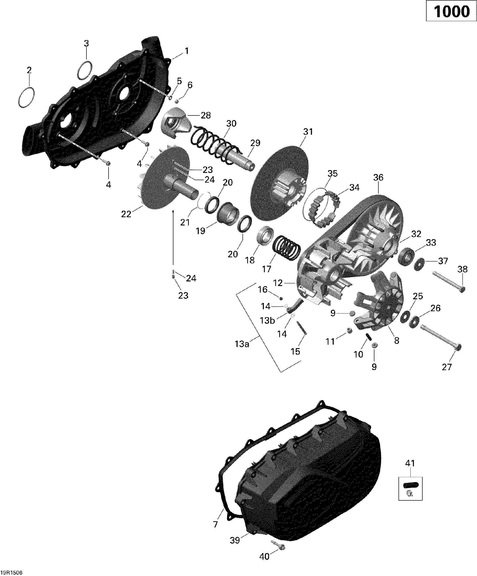 An Image of a Genuine Can-Am Parts Schematic Diagram showing the schematic - TRANSMISSION _19R1506