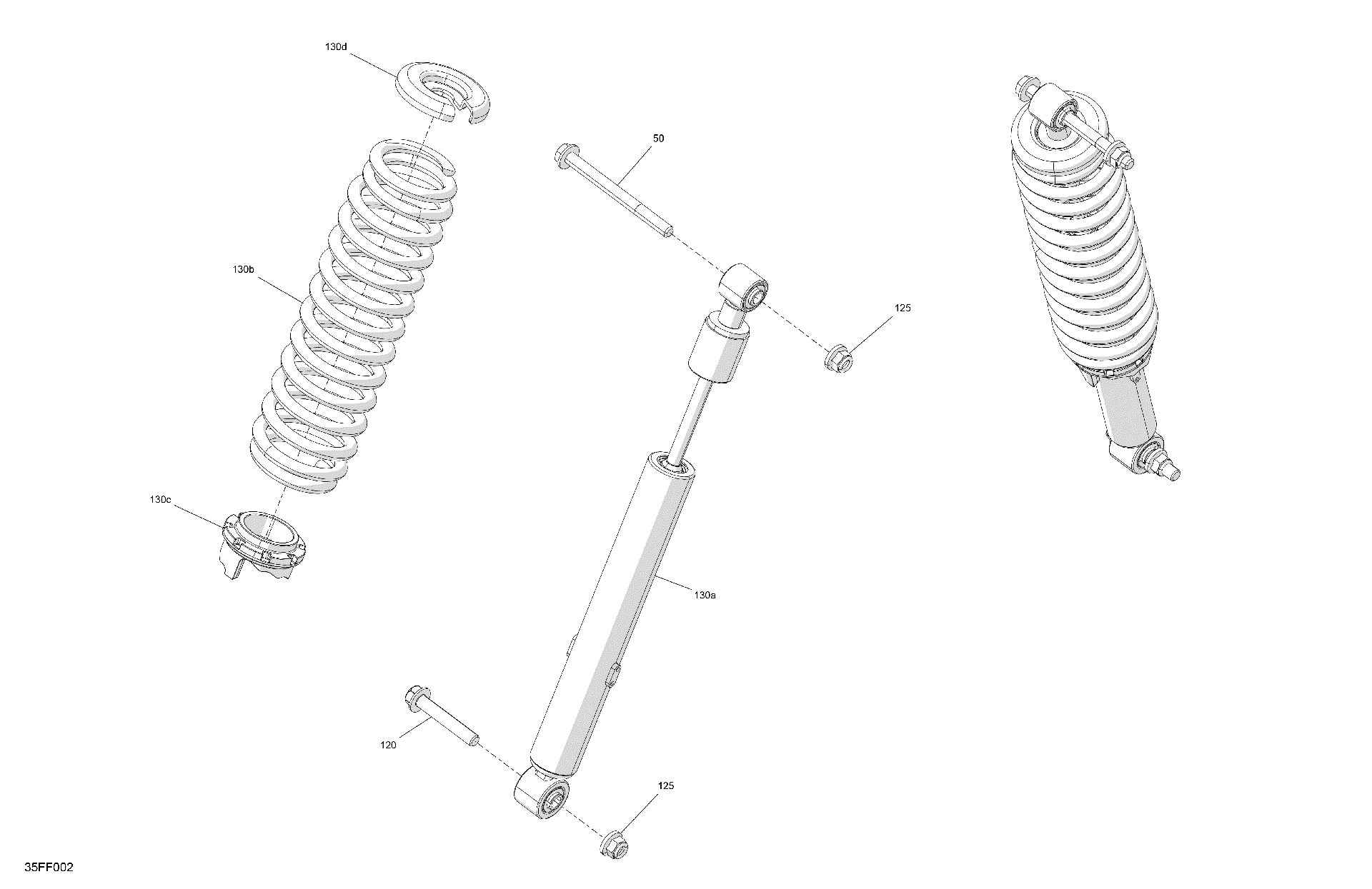 An Image of a Genuine Can-Am Parts Schematic Diagram showing the schematic - SUSPENSION - FRONT SHOCKS