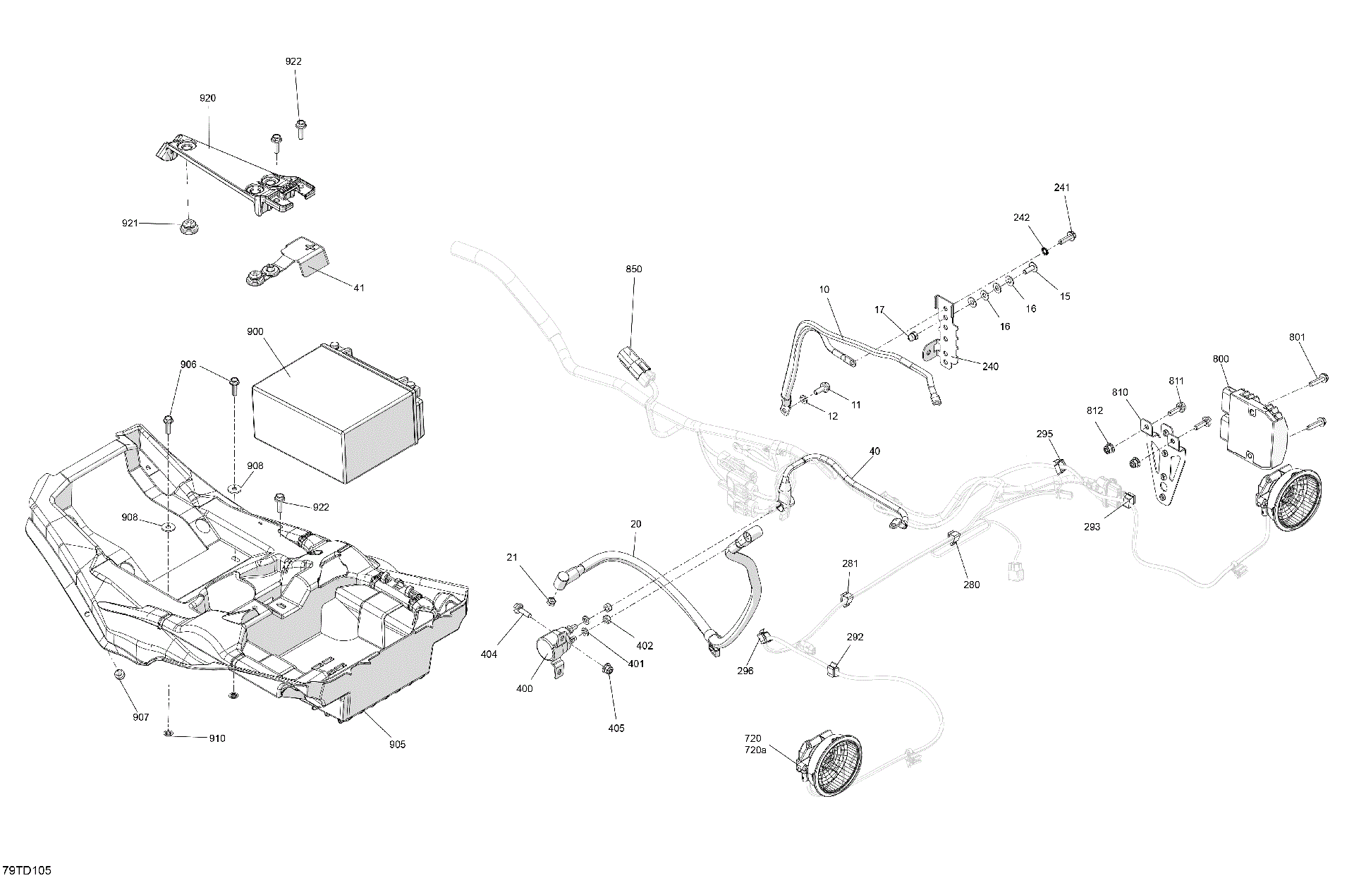 An Image of a Genuine Can-Am Parts Schematic Diagram showing the schematic - ELECTRIC - REAR SECTION