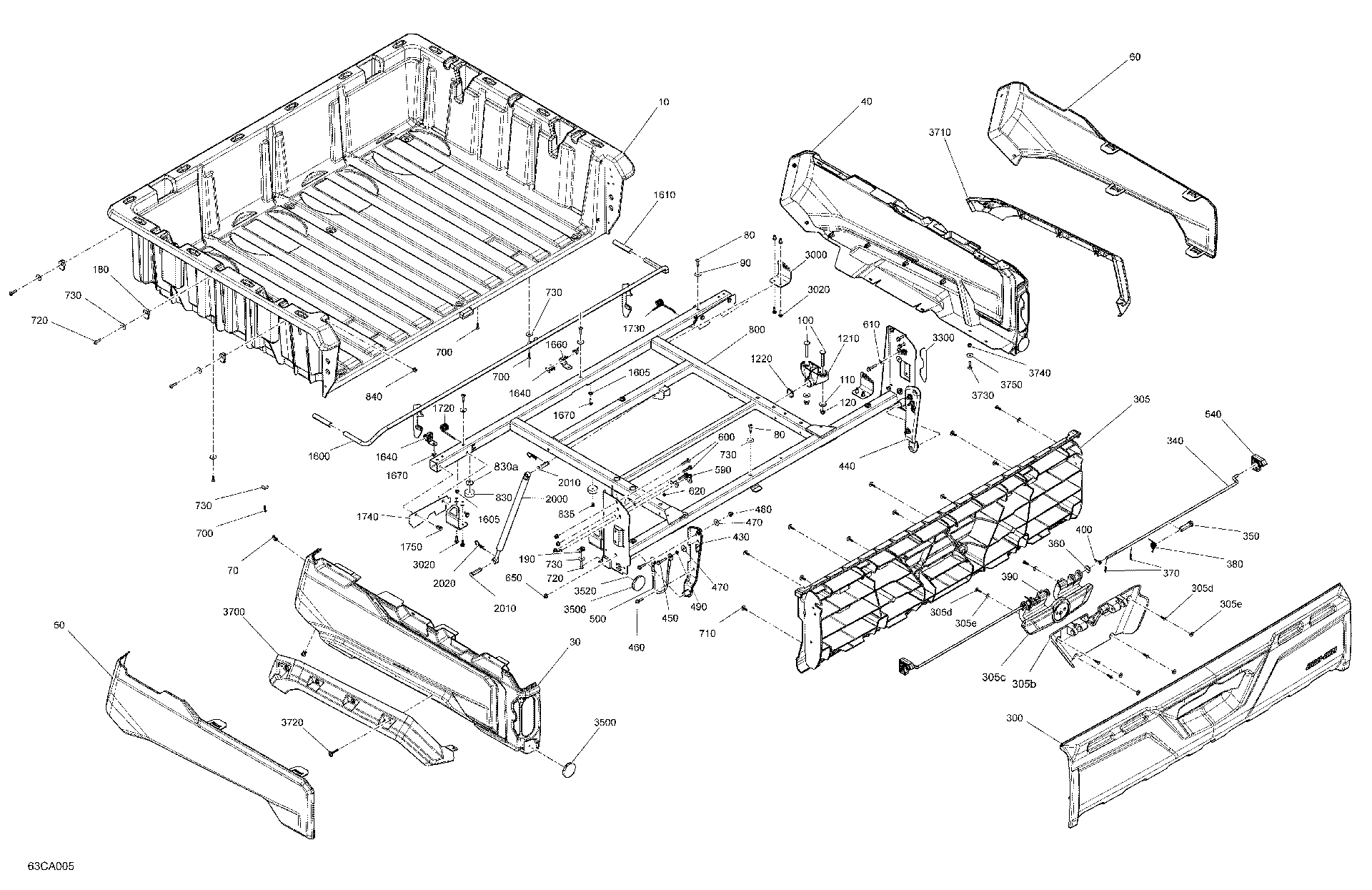An Image of a Genuine Can-Am Parts Schematic Diagram showing the schematic - BODY - CARGO