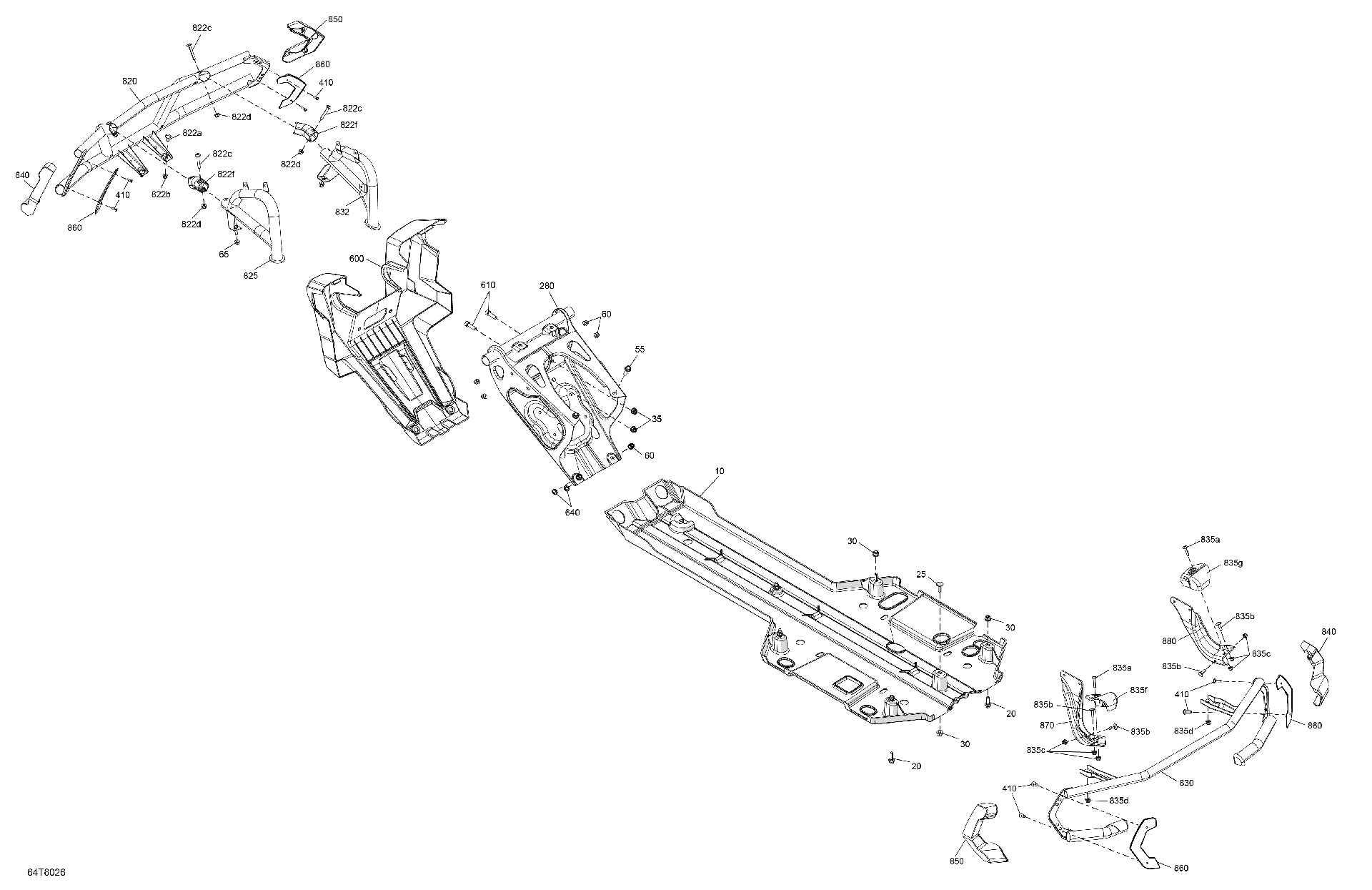An Image of a Genuine Can-Am Parts Schematic Diagram showing the schematic - BODY - SKID PLATE AND BUMPER