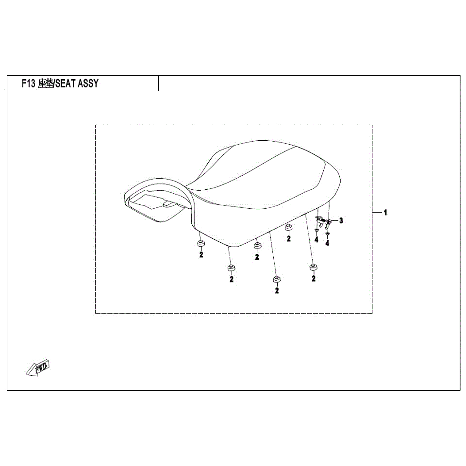 An Image of a genuine CFMOTO Parts Schematic Diagram showing the group - SEAT - 2017 CFMOTO CFORCE 500 S