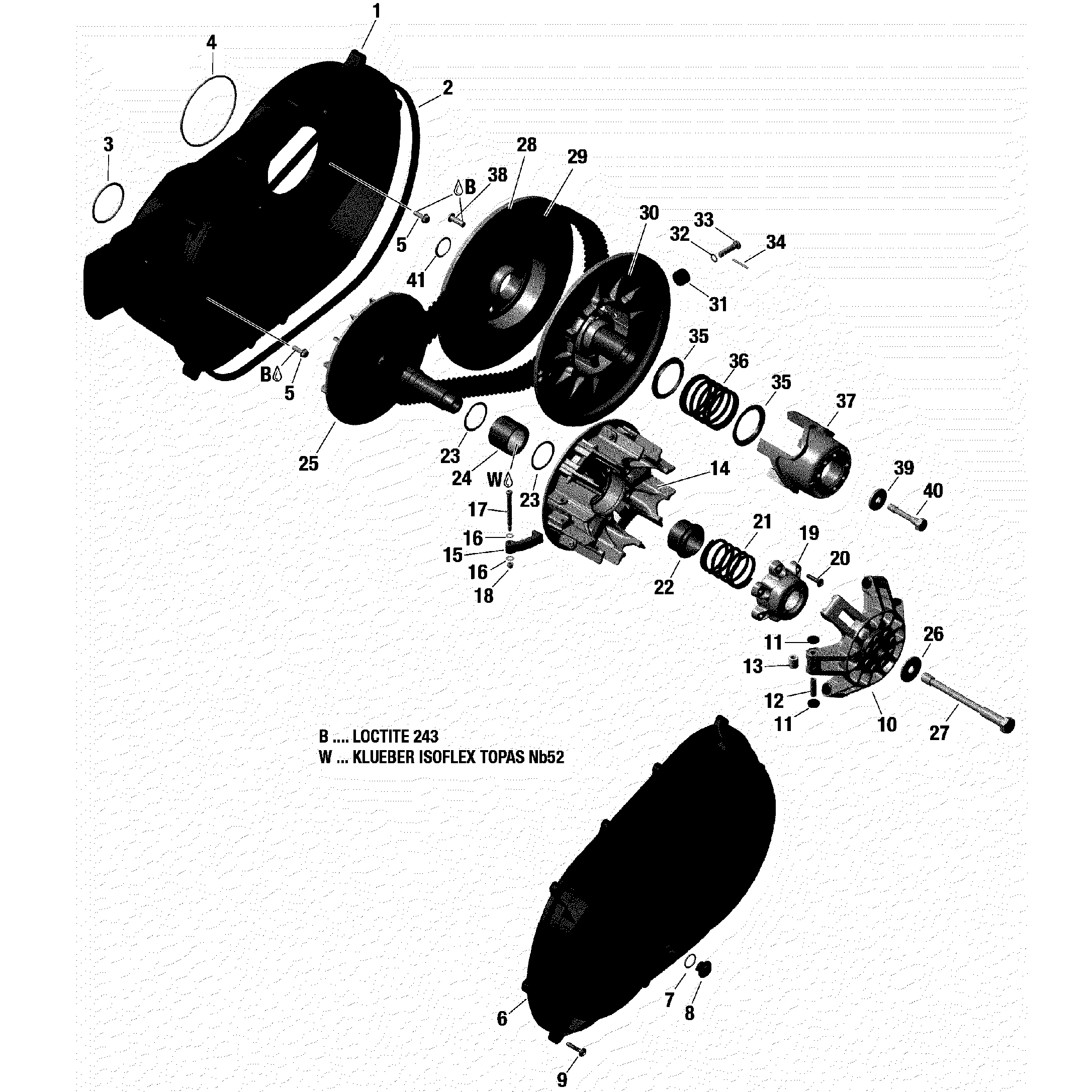 An Image of a Genuine Can-Am Parts Schematic Diagram showing the schematic - TRANSMISSION