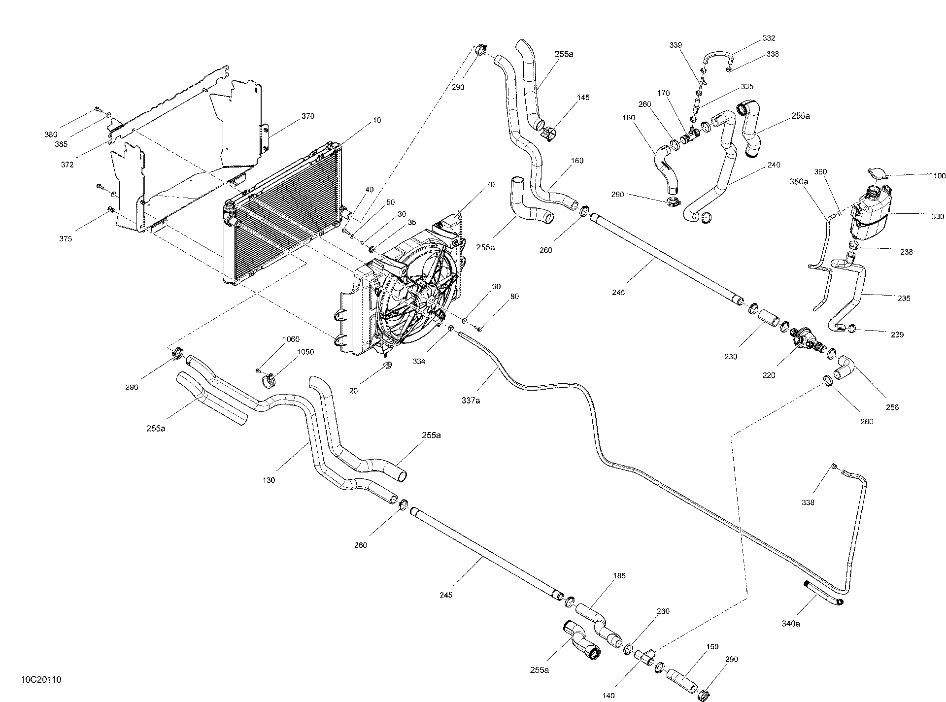 An Image of a Genuine Can-Am Parts Schematic Diagram showing the schematic - COOLING - SYSTEM