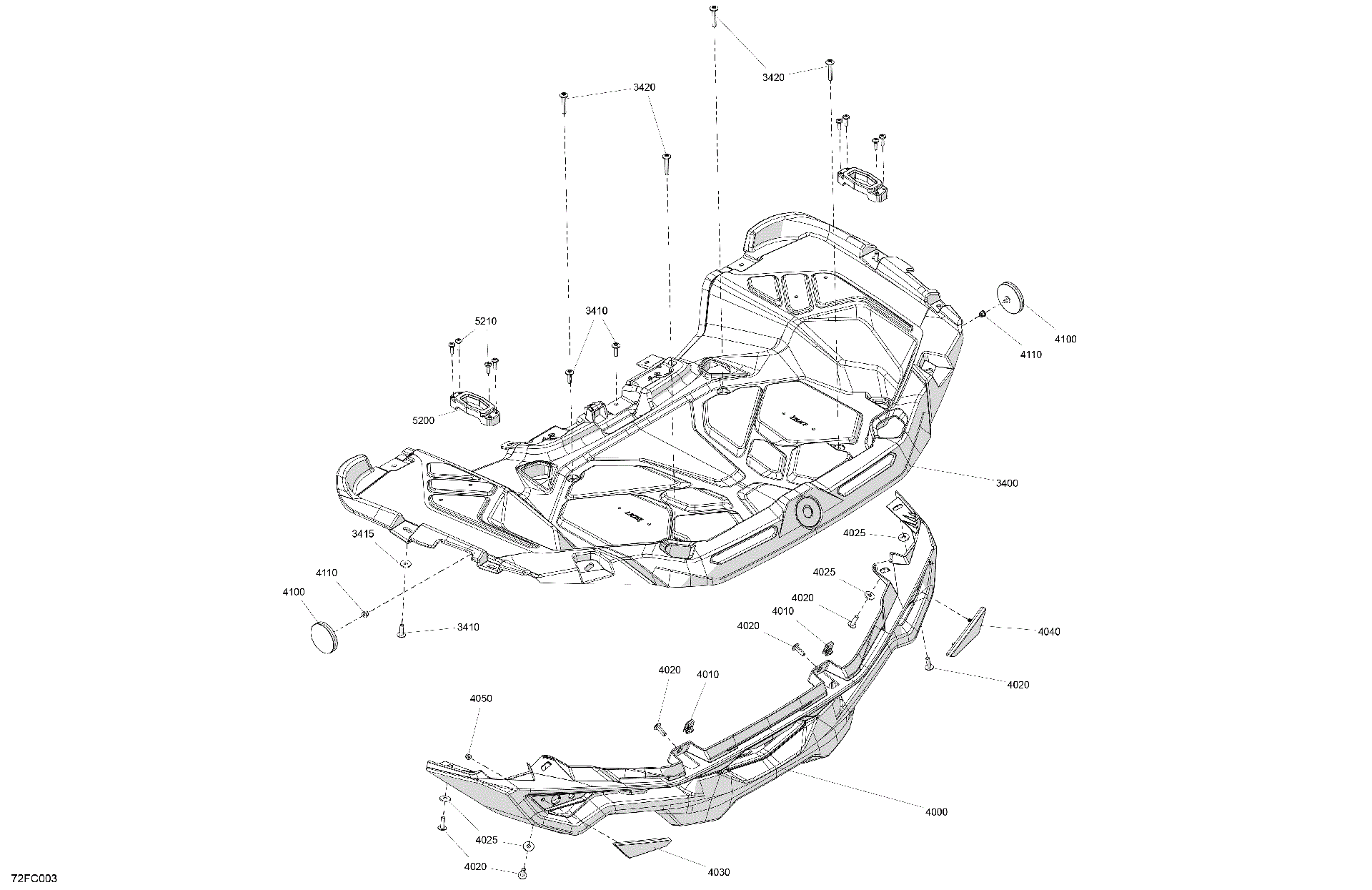 An Image of a Genuine Can-Am Parts Schematic Diagram showing the schematic - BODY - REAR SECTION