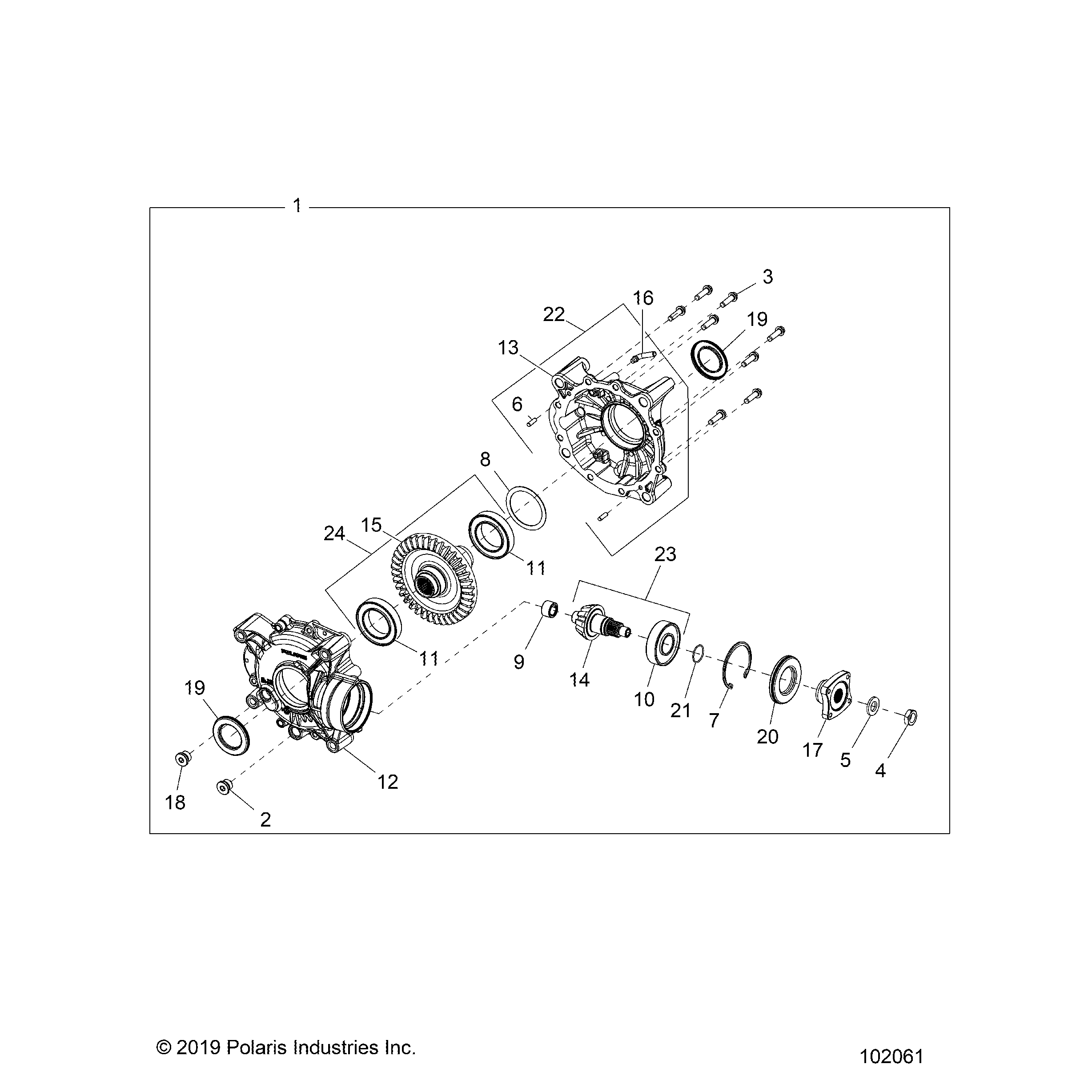 An Image of a Genuine Polaris Parts Schematic Diagram showing the schematic - DRIVE TRAIN: REAR GEARCASE INTERNALS - 2021 POLARIS SPORTSMAN XP 1000 S 55"