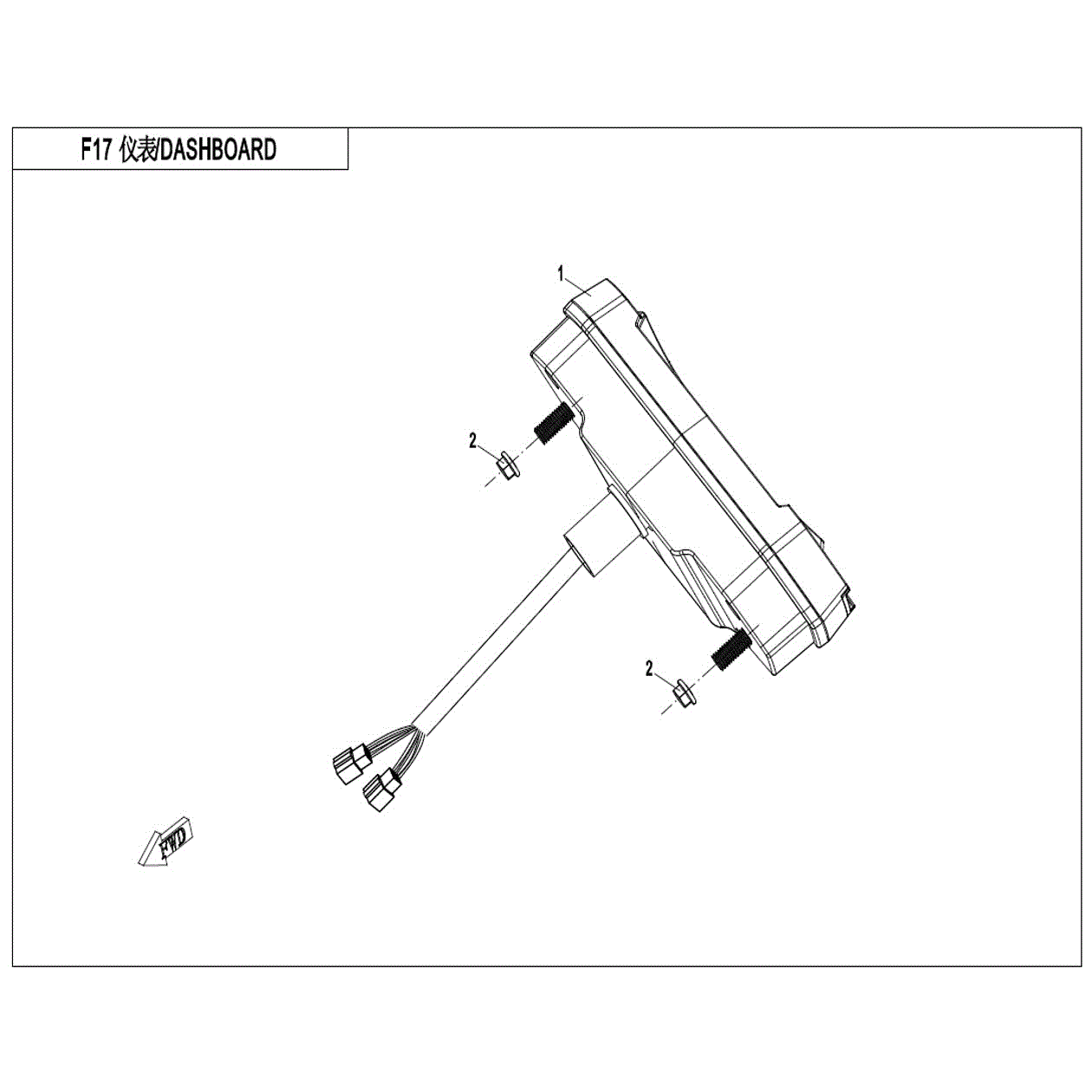 An Image of a genuine CFMOTO Parts Schematic Diagram showing the group - DASHBOARD - 2021 CFMOTO CFORCE 400