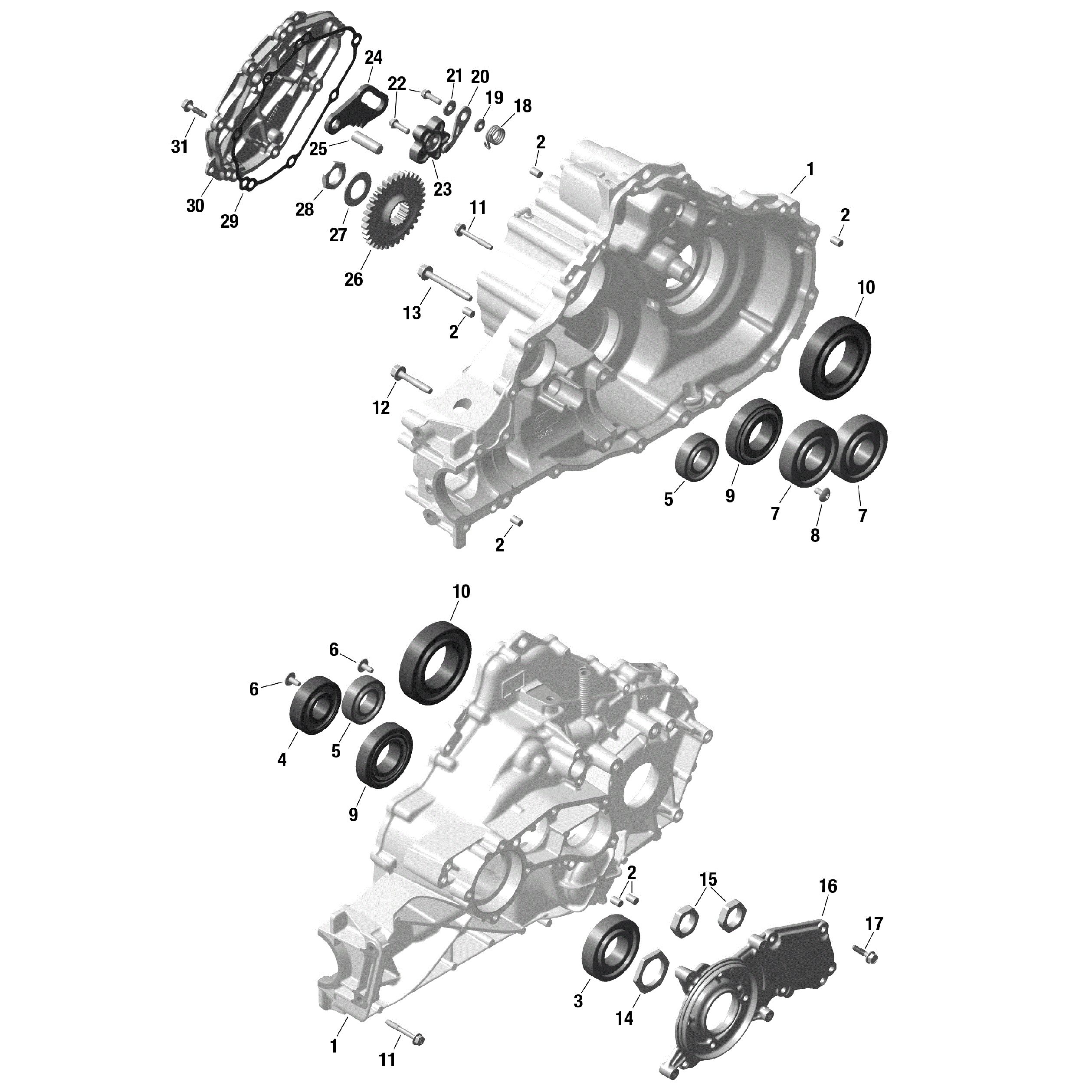 An Image of a Genuine Can-Am Parts Schematic Diagram showing the schematic - ROTAX - GEAR BOX 1 - 686 818 - TREMEC - 2ND GENERATION