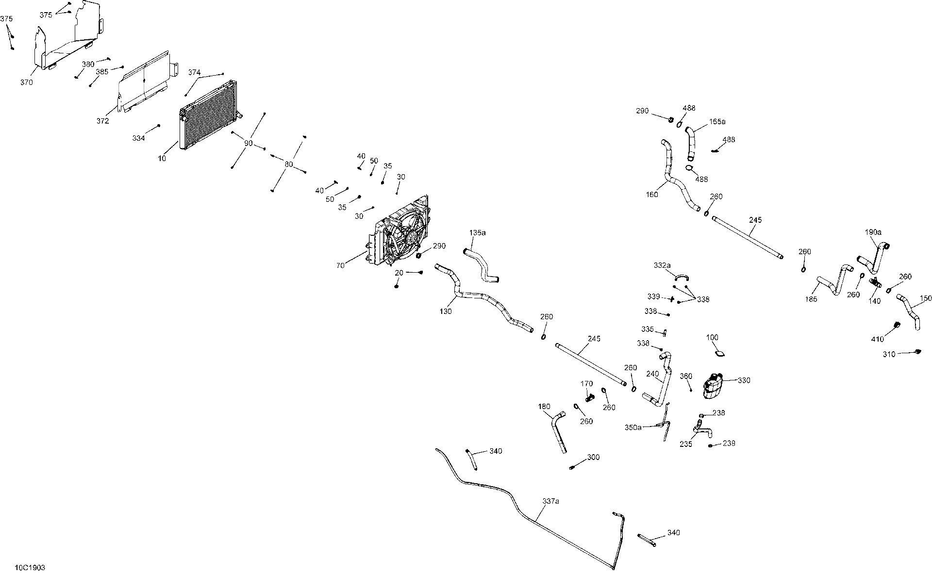 An Image of a Genuine Can-Am Parts Schematic Diagram showing the schematic - COOLING - HD5