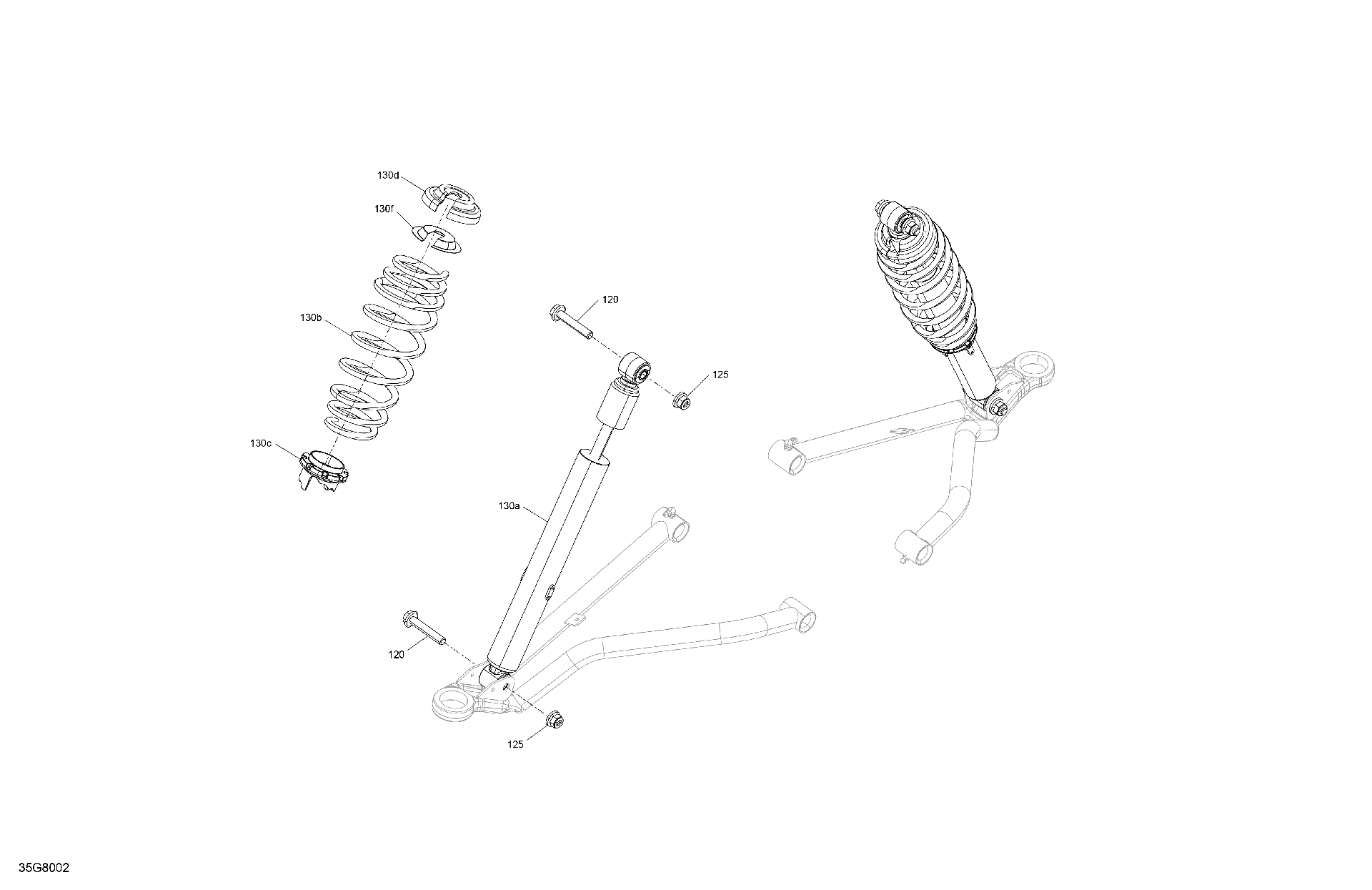 An Image of a Genuine Can-Am Parts Schematic Diagram showing the schematic - SUSPENSION - FRONT SHOCKS