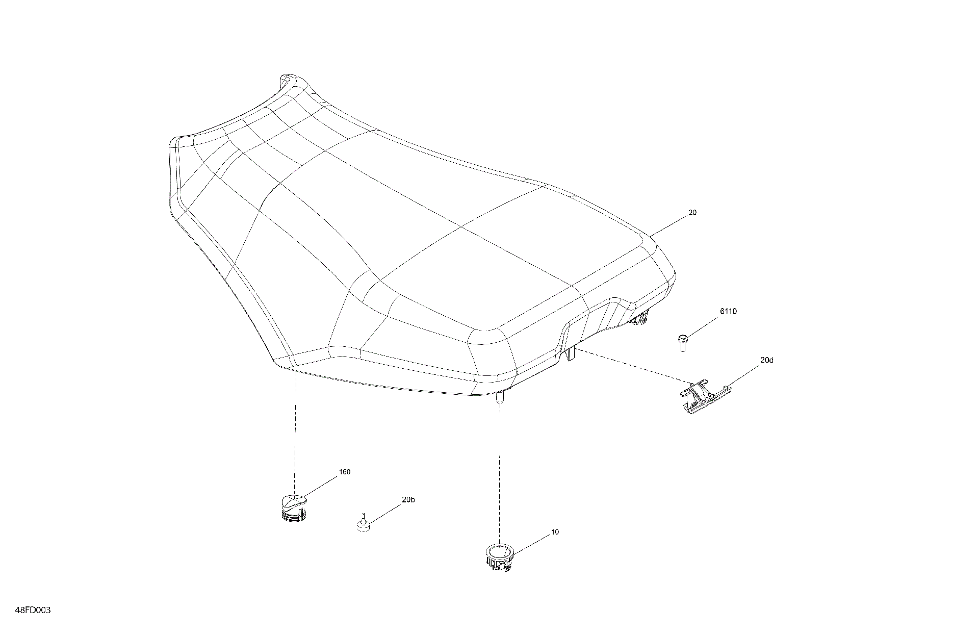 An Image of a Genuine Can-Am Parts Schematic Diagram showing the schematic - BODY - SEAT