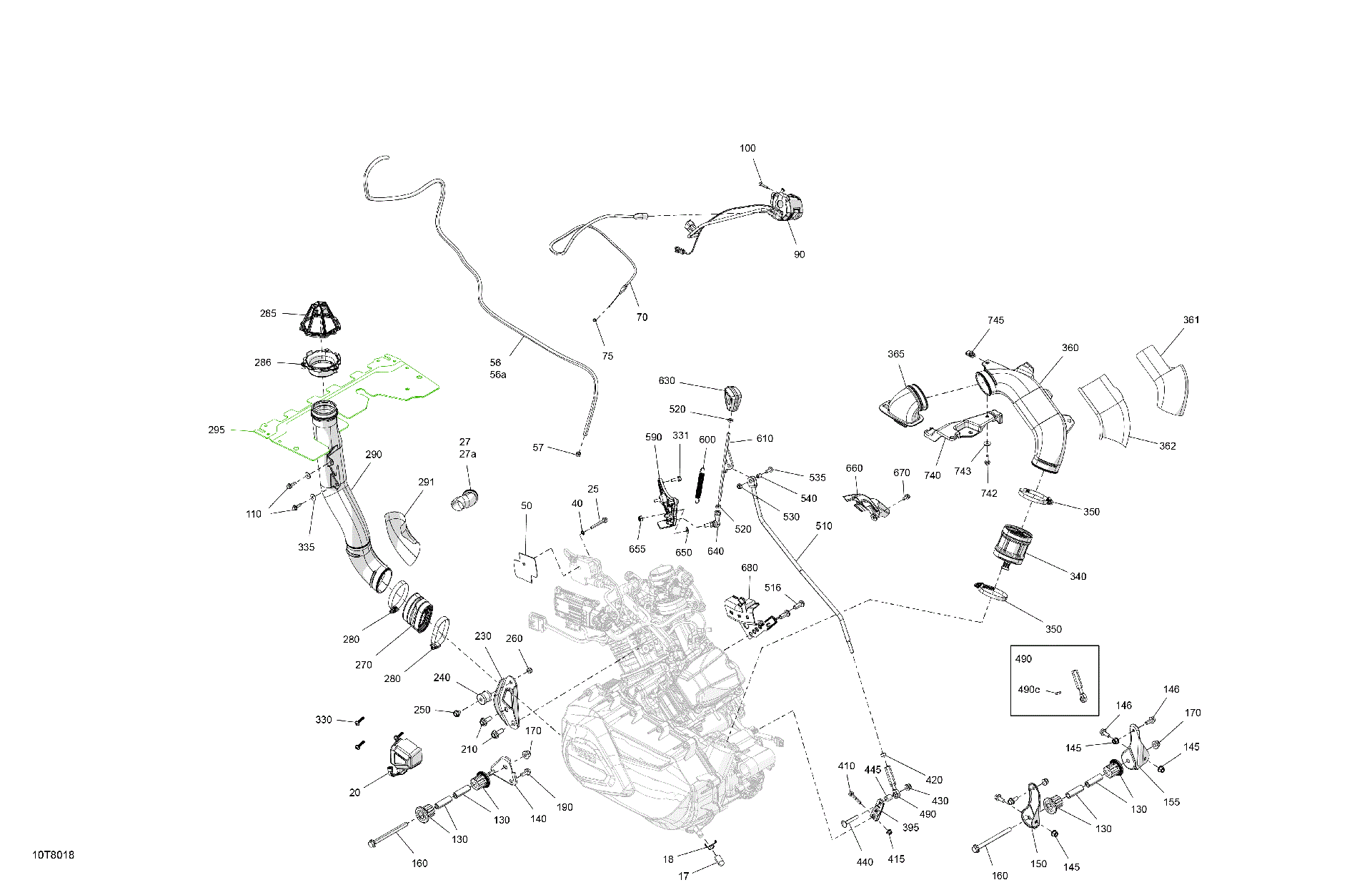 An Image of a Genuine Can-Am Parts Schematic Diagram showing the schematic - ENGINE - SYSTEM