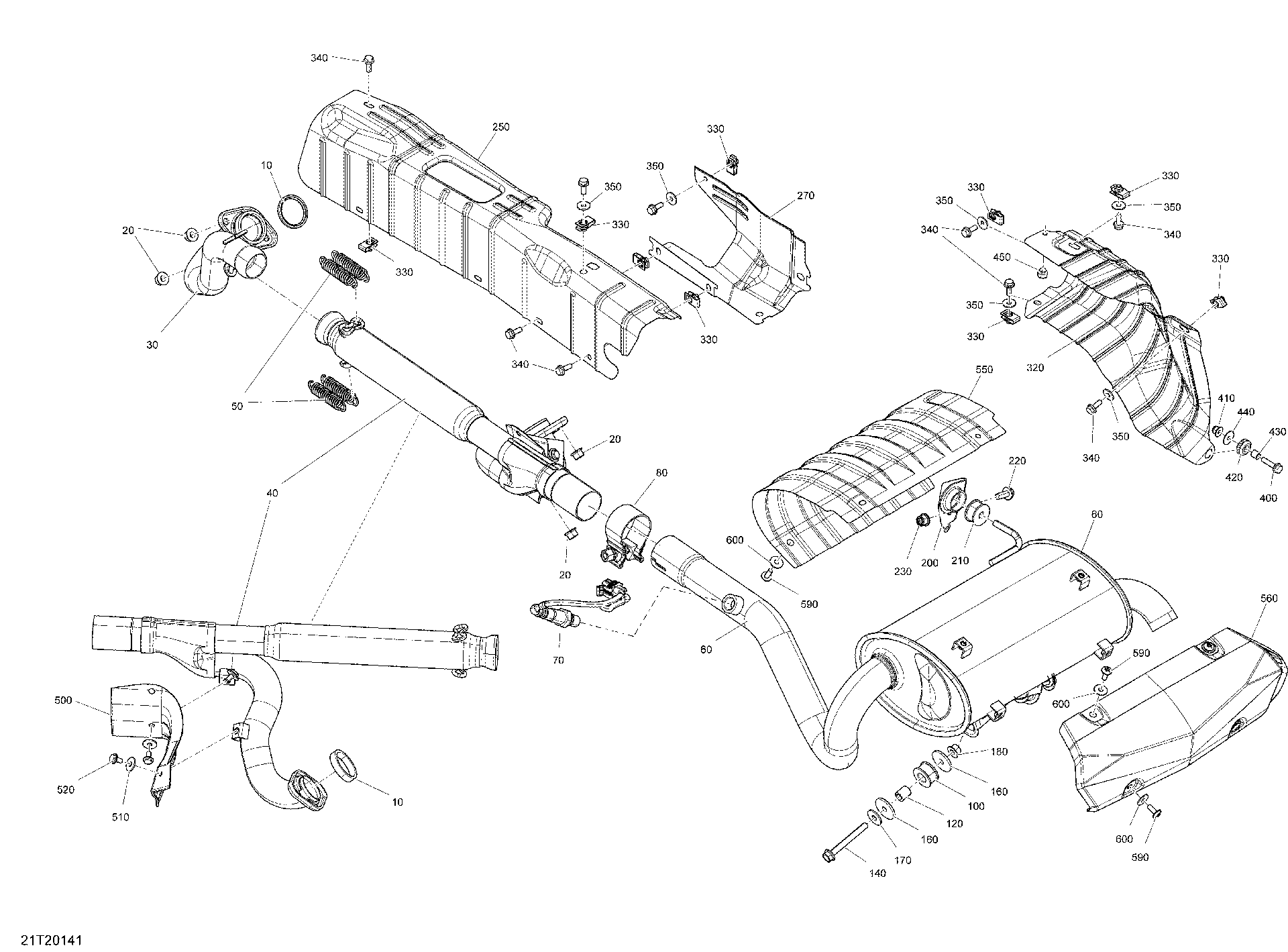 An Image of a Genuine Can-Am Parts Schematic Diagram showing the schematic - EXHAUST