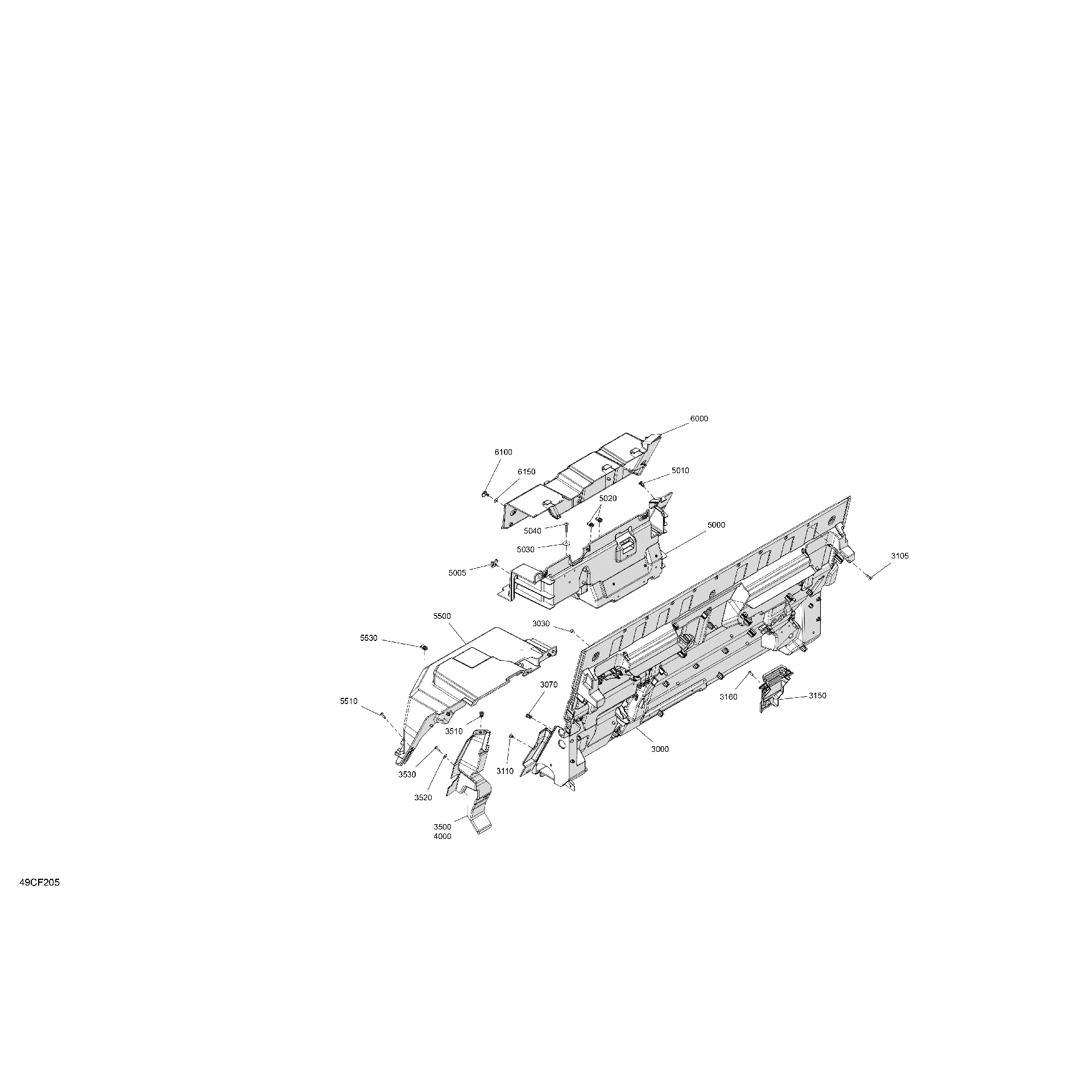 An Image of a Genuine Can-Am Parts Schematic Diagram showing the schematic - CAB INTERIOR - BACK WALL