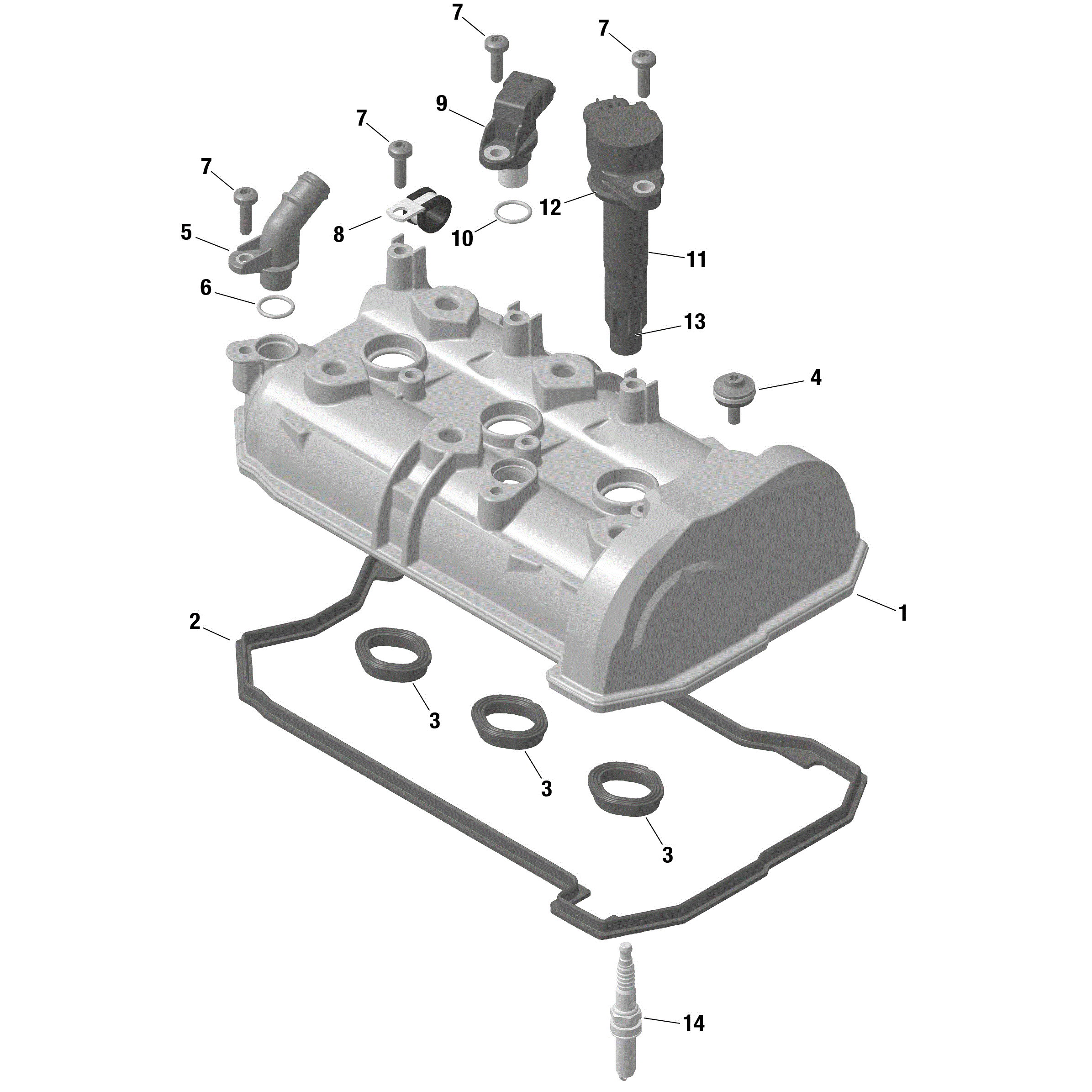 An Image of a Genuine Can-Am Parts Schematic Diagram showing the schematic - ROTAX - VALVE COVER