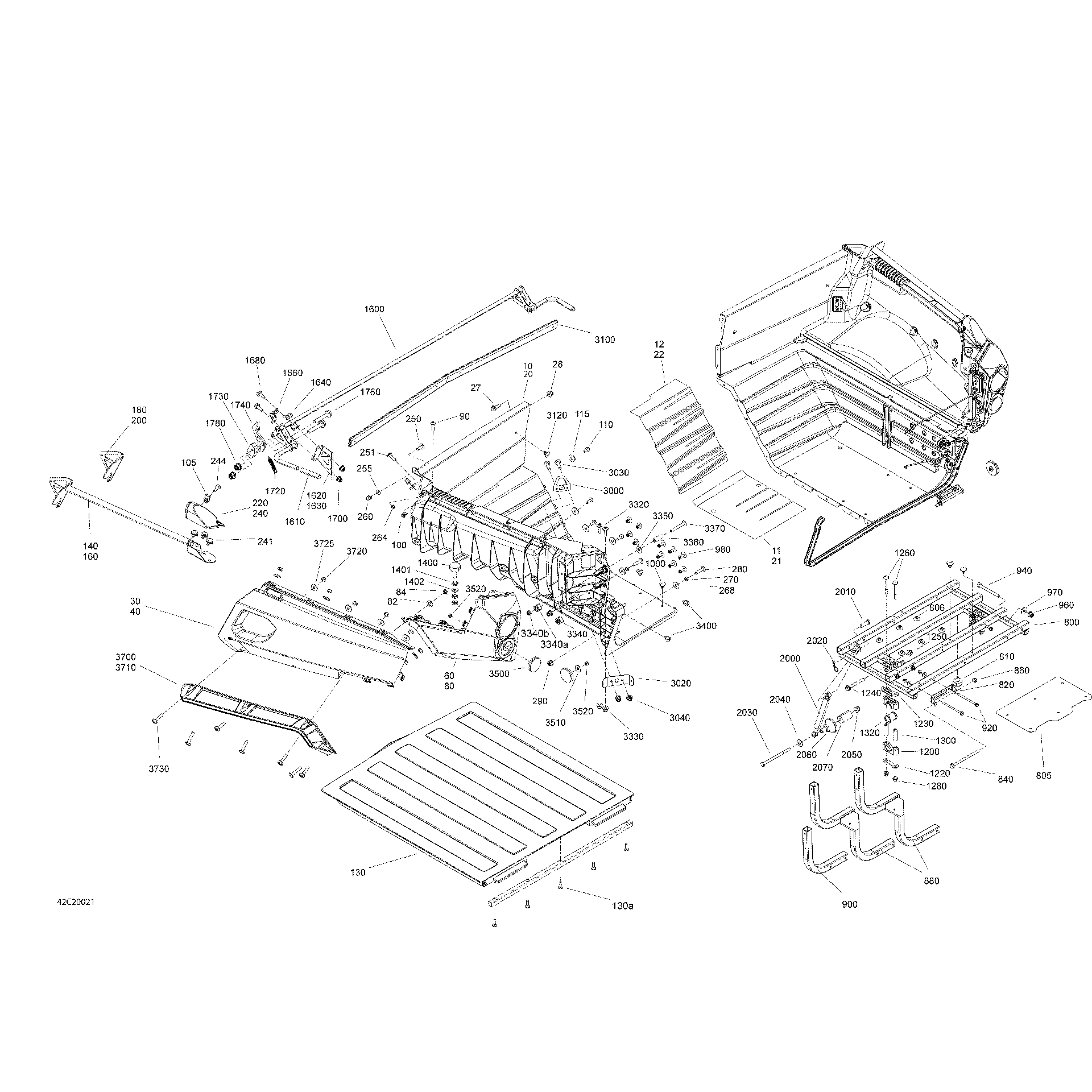 An Image of a Genuine Can-Am Parts Schematic Diagram showing the schematic - REAR CARGO BOX - BOX