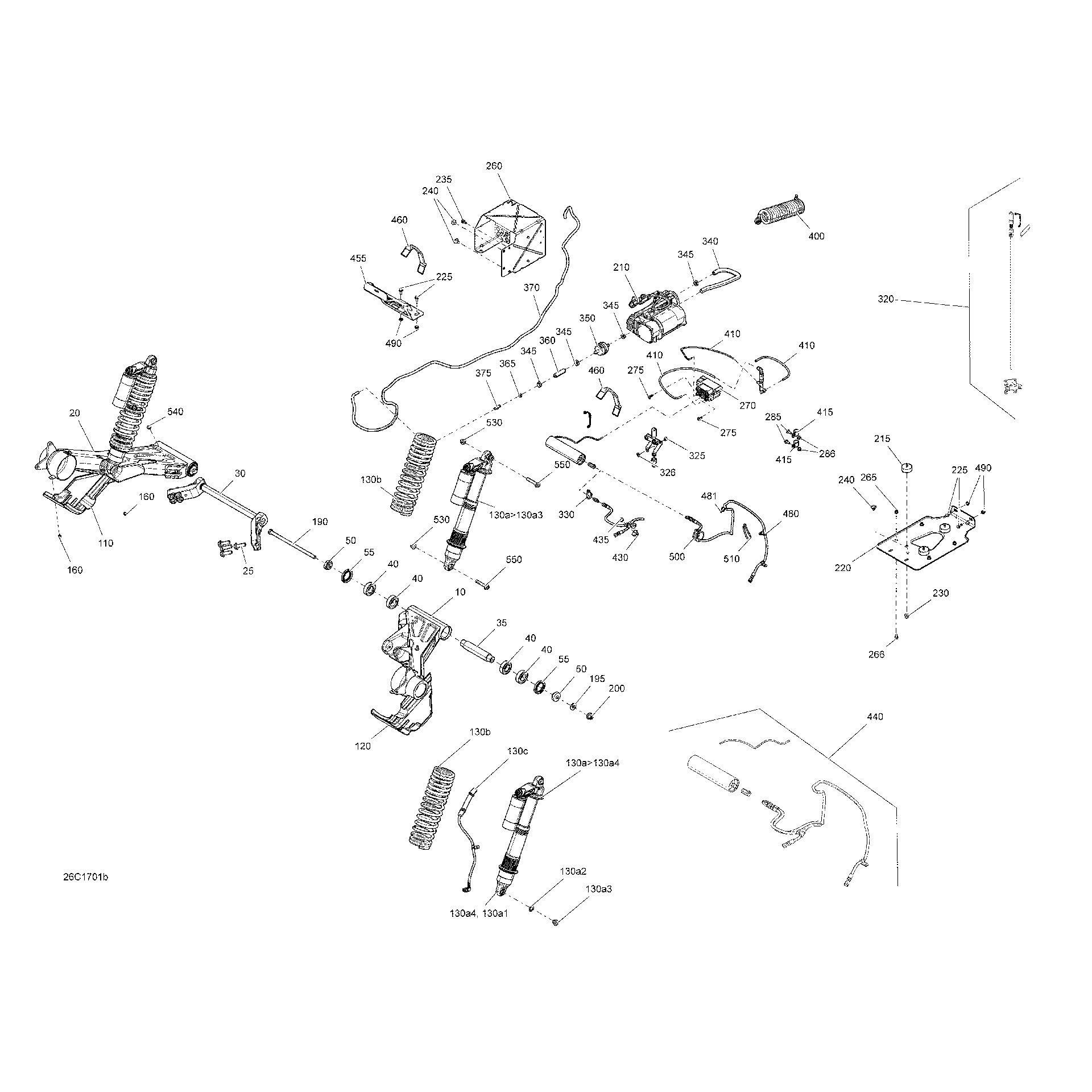 An Image of a Genuine Can-Am Parts Schematic Diagram showing the schematic - REAR SUSPENSION - PACKAGE LTD