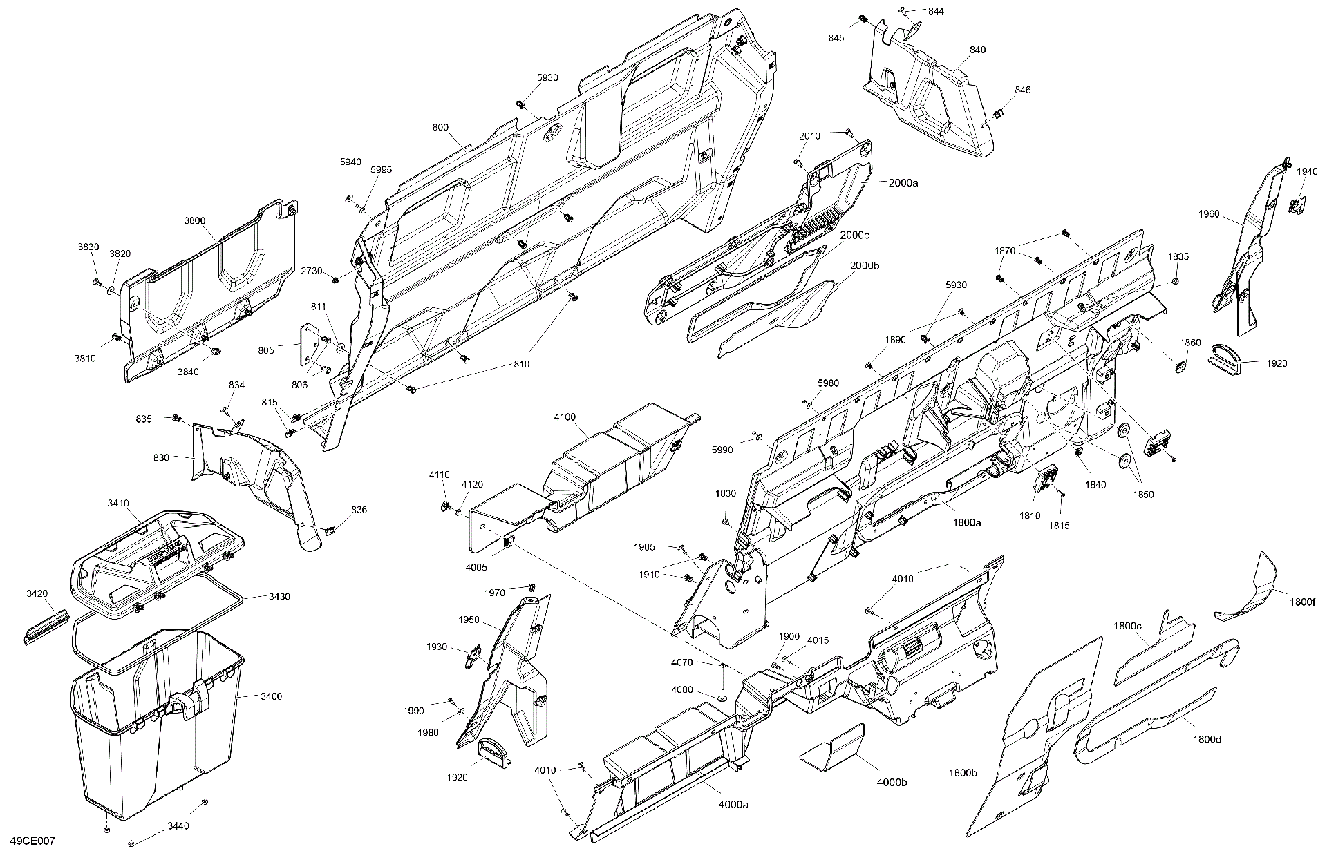 An Image of a Genuine Can-Am Parts Schematic Diagram showing the schematic - CAB INTERIOR - BACK WALL