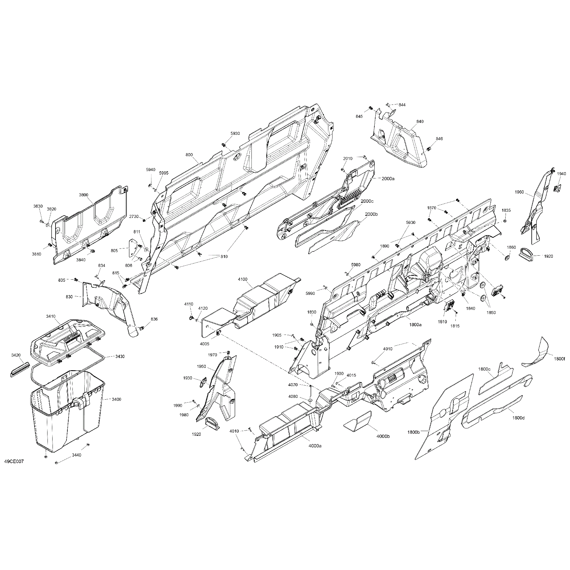 An Image of a Genuine Can-Am Parts Schematic Diagram showing the schematic - CAB INTERIOR - BACK WALL