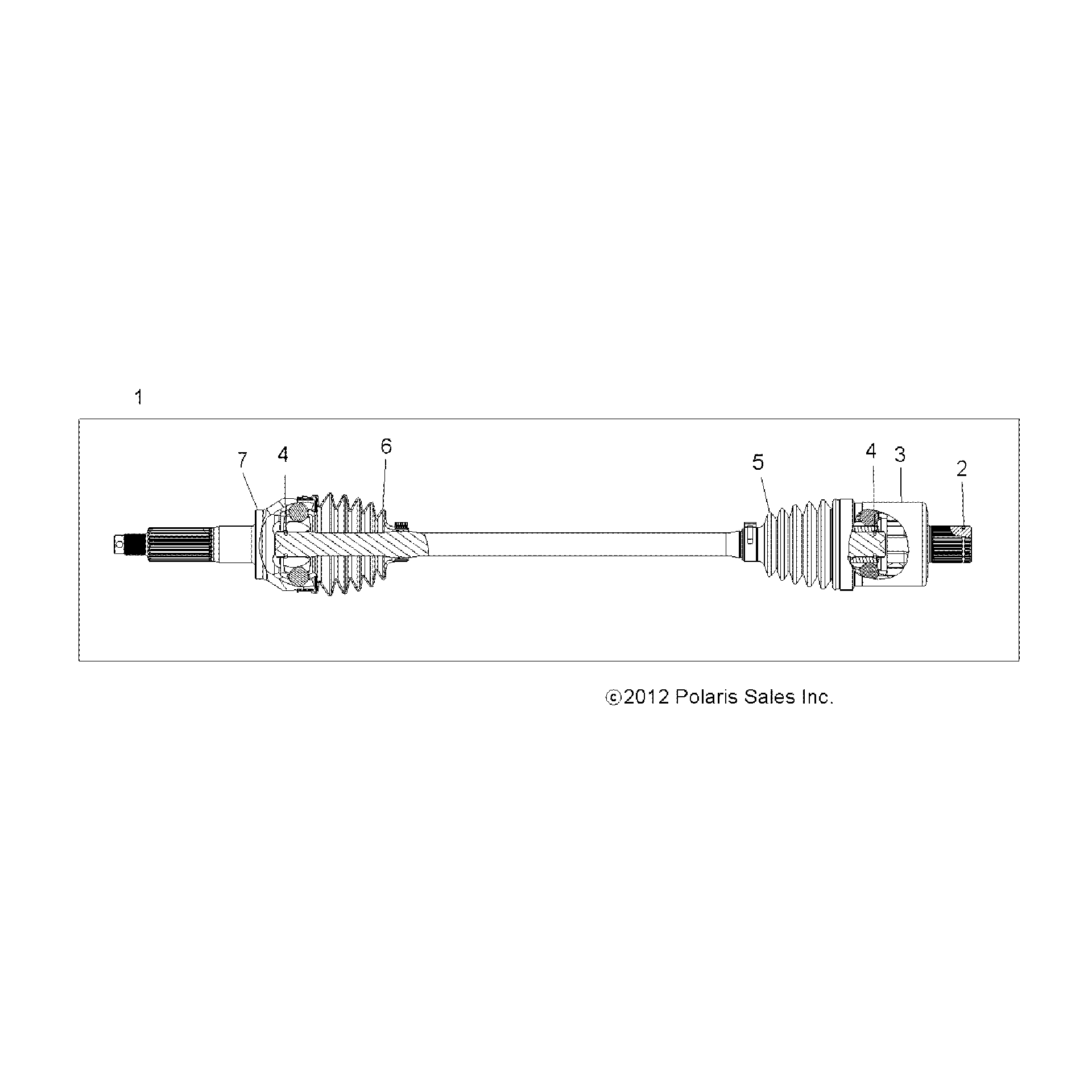 An Image of a Genuine Polaris Parts Schematic Diagram showing the schematic - DRIVE TRAIN: REAR DRIVE SHAFT - 2017 POLARIS ACE 900 EPS XC