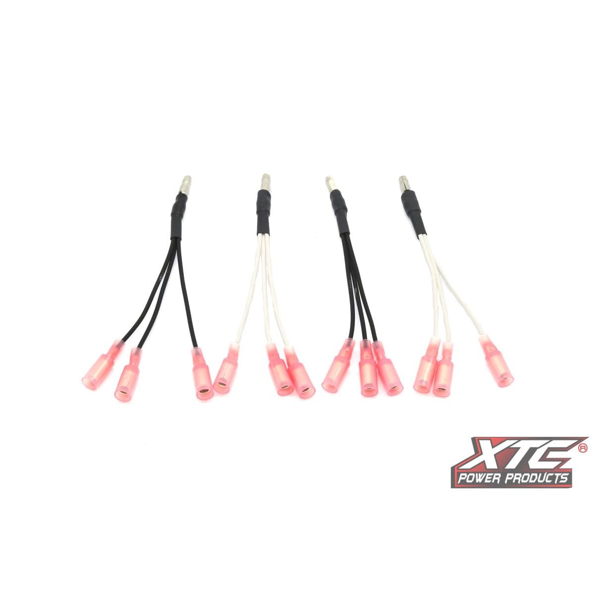 Four Tss Led Adapter 1 To 3 sets by XTC Power Products, featuring pink connectors with black or white wires, are arranged in a row on a white background. The XTC Power Products logo appears at the bottom right.
