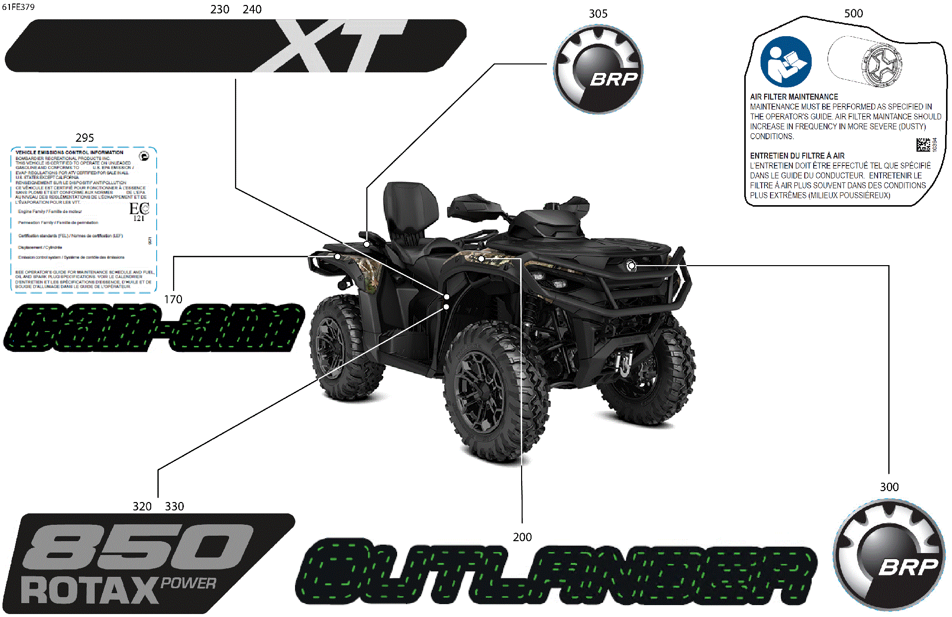 An Image of a Genuine Can-Am Parts Schematic Diagram showing the schematic - BODY - FEATURE DECALS