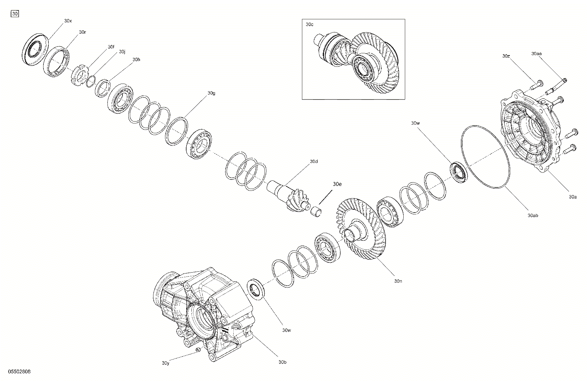An Image of a Genuine Can-Am Parts Schematic Diagram showing the schematic - DRIVE - REAR SECTION - DIFFERENTIAL PARTS